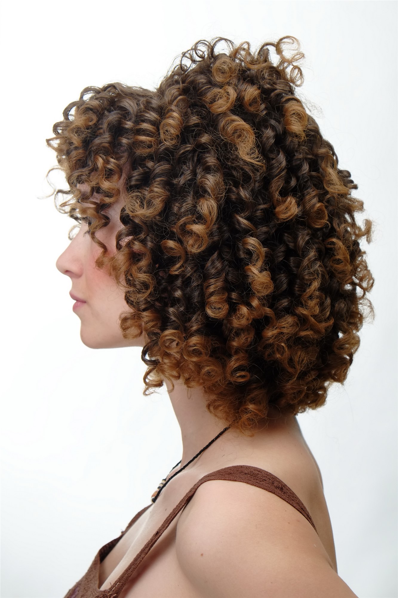 Lady Women Wig Curly Caribbean Volume Brown Highlights YZF-7283, view 3, WIG ME UP: Your Perücken Online Shop Quality Wigs, Ladies, brown-blonde mix, curled, short