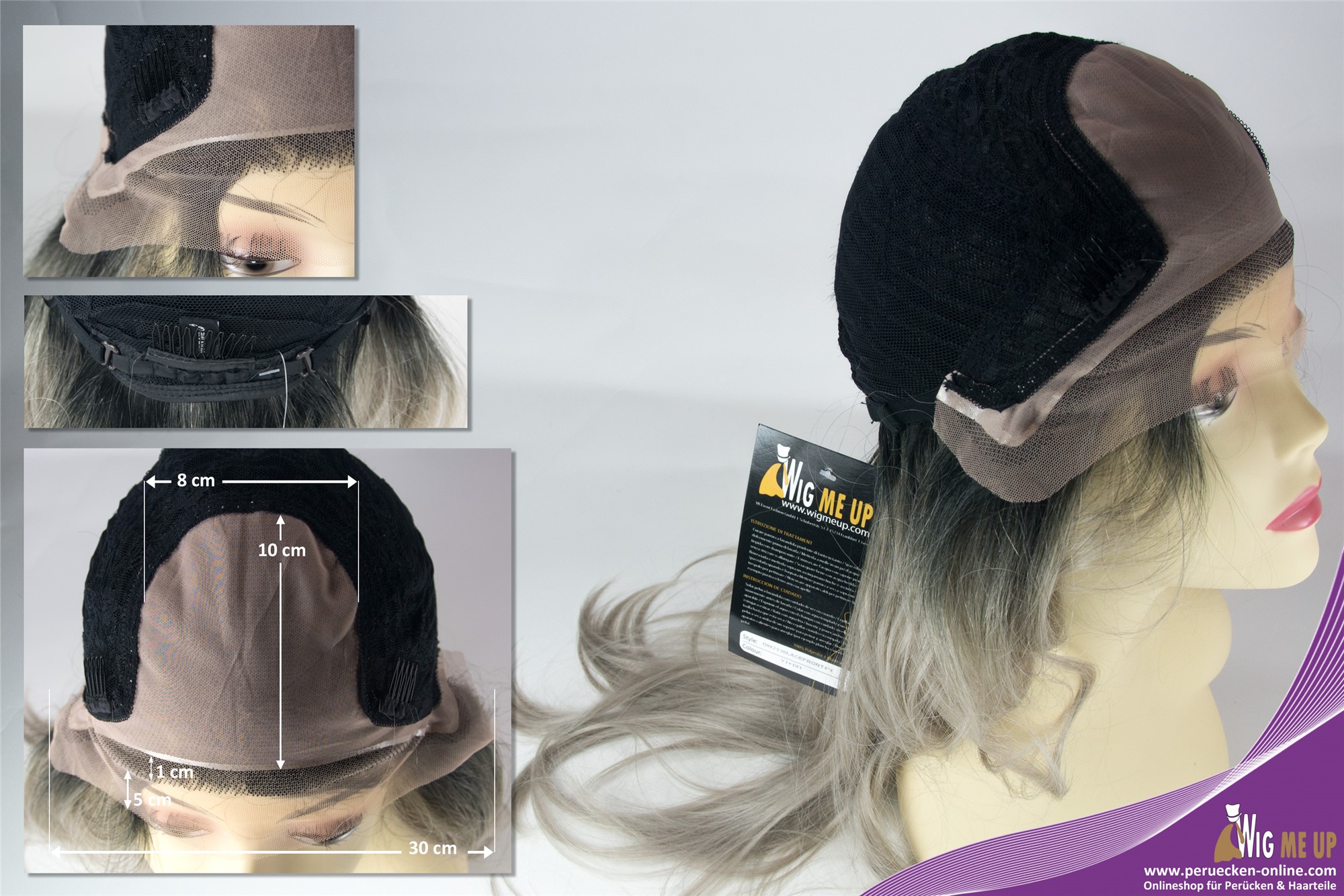 Lady wig lace front monofilament long backcombed ombre black grey mix DW2536-MF, view 5, WIG ME UP: Your Perücken Online Shop Quality Wigs, Ladies, matte gray-deep black mix, wavy, long