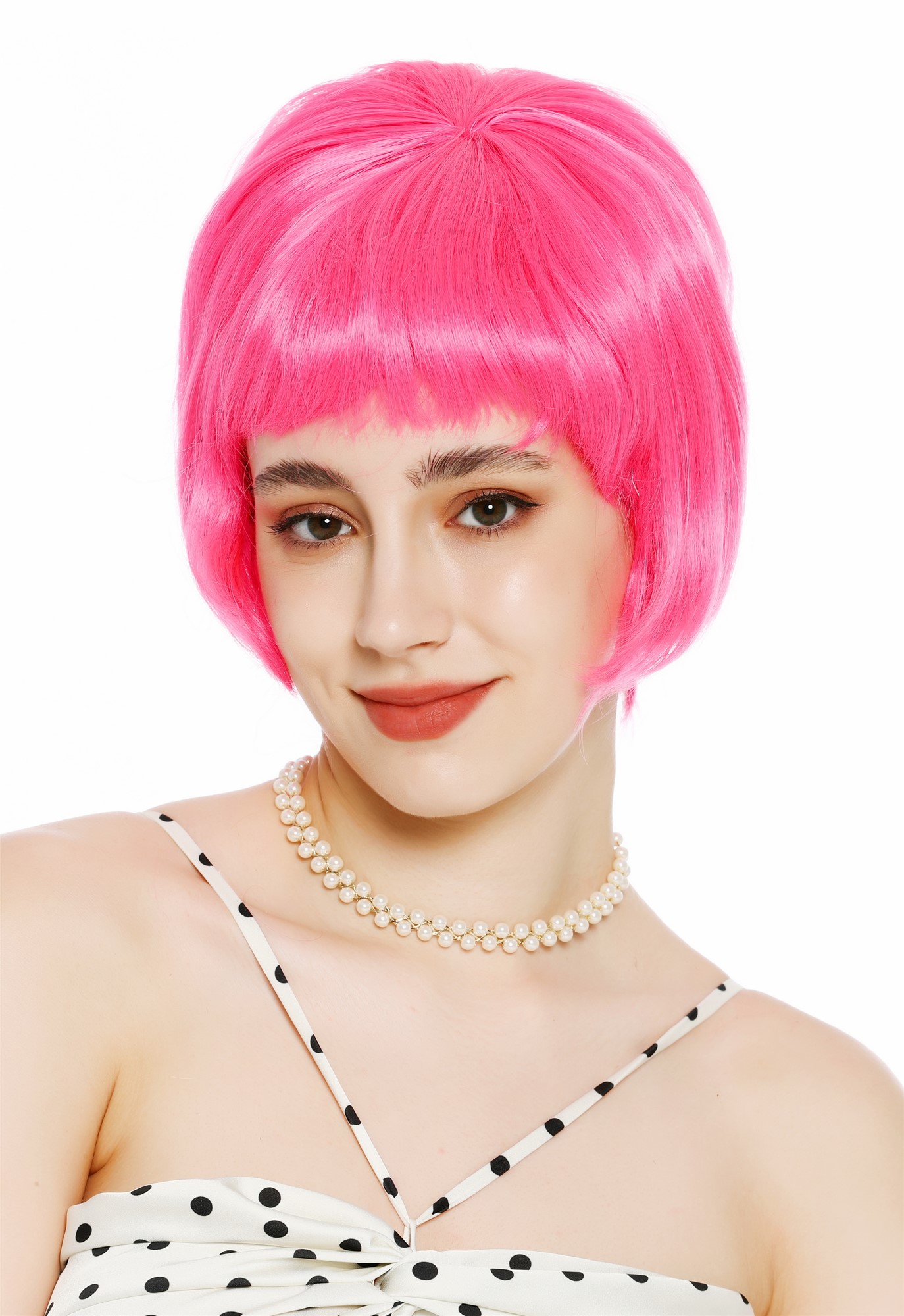 Perücke Damen Retro Vintage 50er 60er Beehive Turmfrisur hochtoupiert kurz Pony Rosa Pink VK-71-HTC11