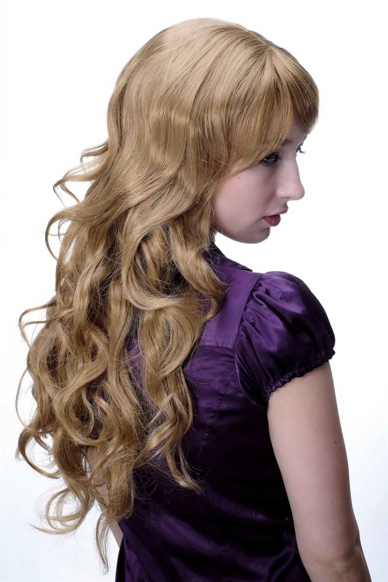 hochwertige Qualitätsperücken, Perücke lang wallendes Haar wellig leicht lockig Blond + Rot 9204S-19, Ansicht 5, WIG ME UP: Ihr Perücken Online Shop lockige Tressen-Perücke mit Kopfhaut-Imitat Dunkelblond lange Haare für Damen