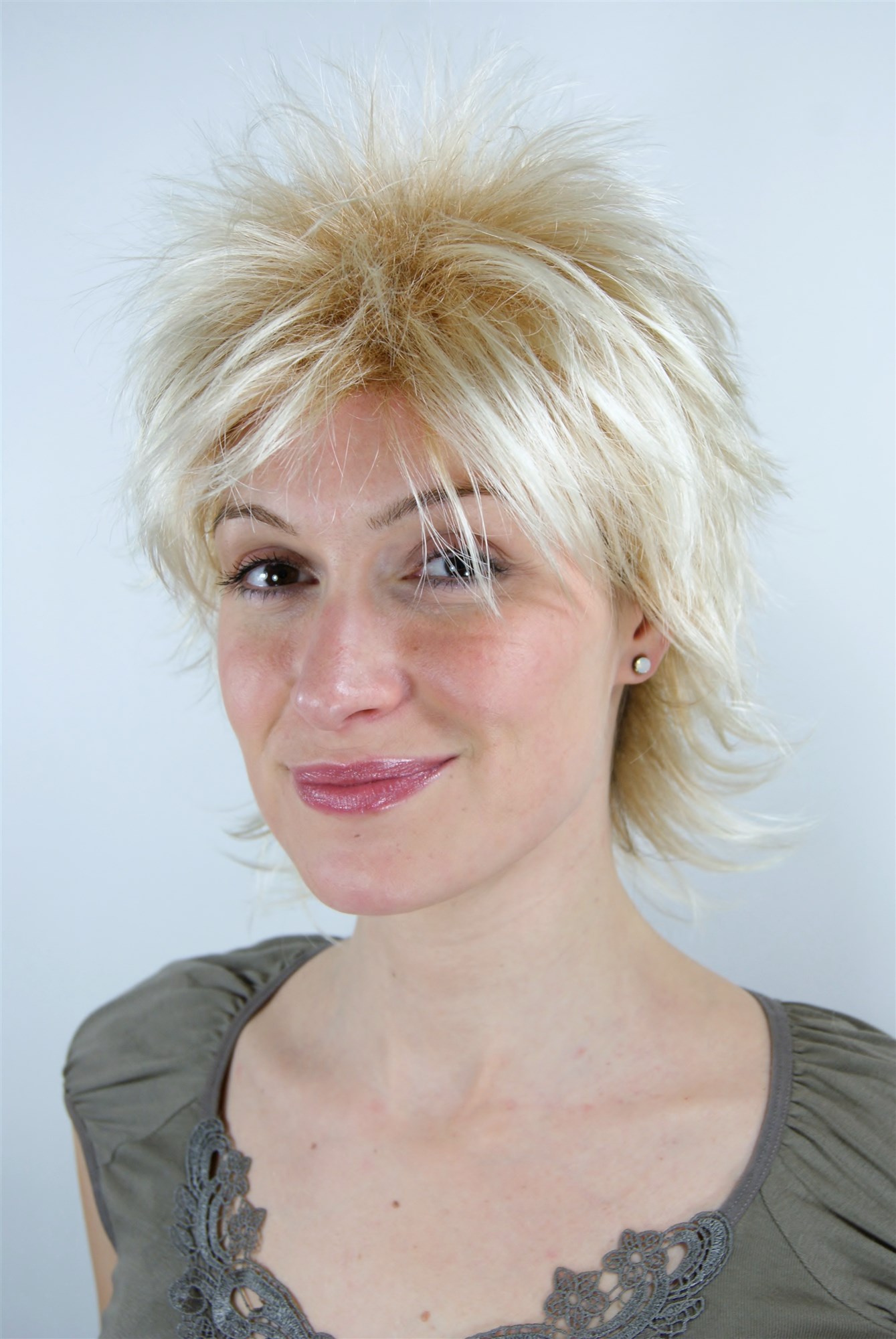 Lady women wig short spikey wild retro styled hair 80s blond mix 26155, view 2, WIG ME UP: Your Perücken Online Shop Quality Wigs, Ladies, Blonde, wavy, short