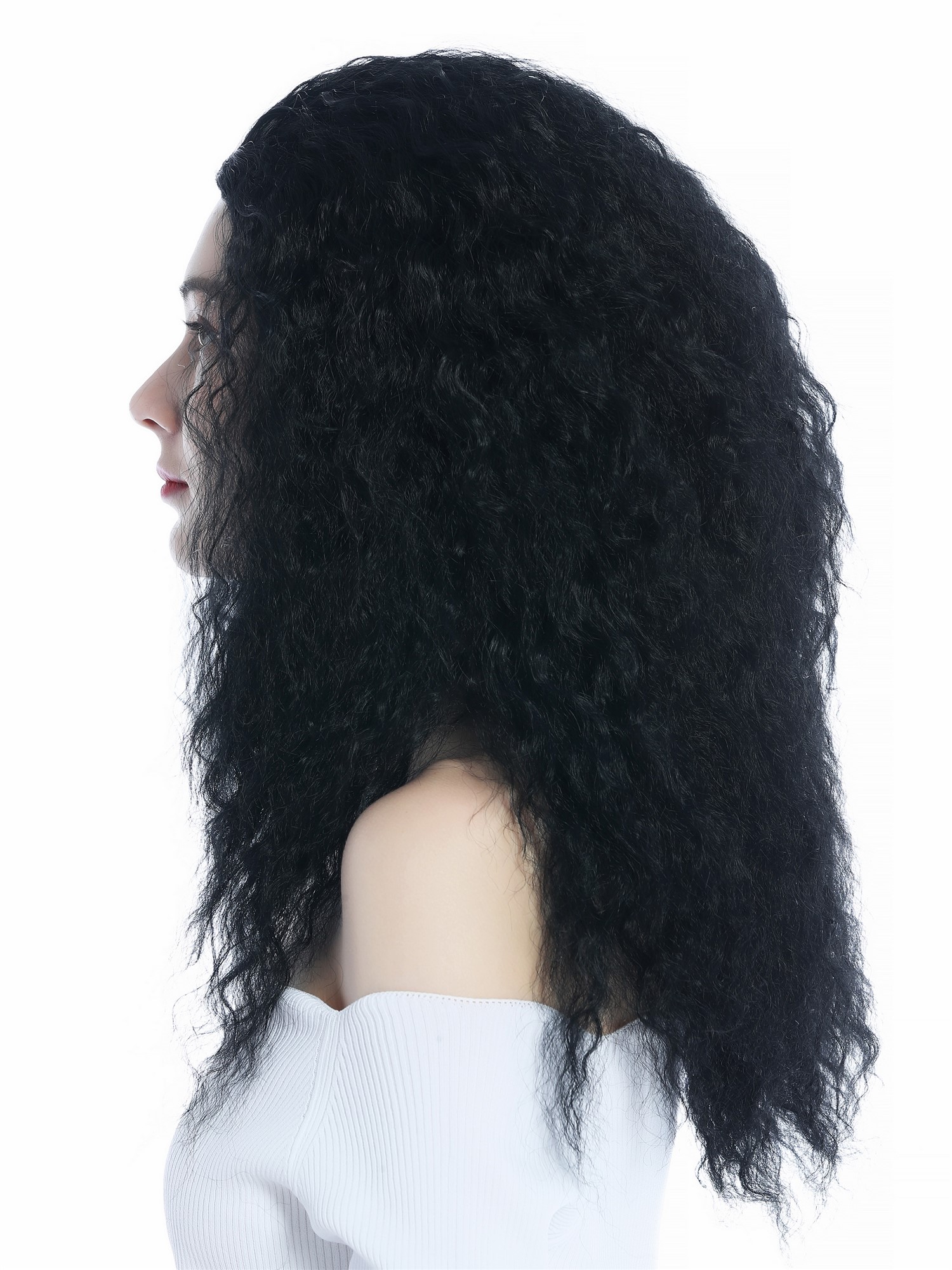 hochwertige Qualitätsperücken, Perücke lang voluminös kraus Krepplocken schwarz ZM-1022-1, Ansicht 3, WIG ME UP: Ihr Perücken Online Shop wellige Tressen-Perücke Schwarz lange Haare für Damen