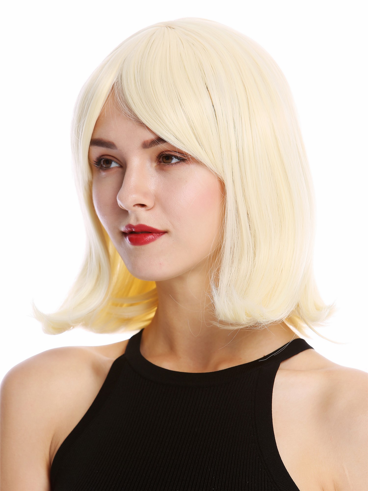 hochwertige Qualitätsperücken, Perücke kurz Longbob Scheitel Lichtblond YZF-4357-613, Ansicht 3, WIG ME UP: Ihr Perücken Online Shop glatte Tressen-Perücke mit Kopfhaut-Imitat Platinblond schulterlange Haare für Damen