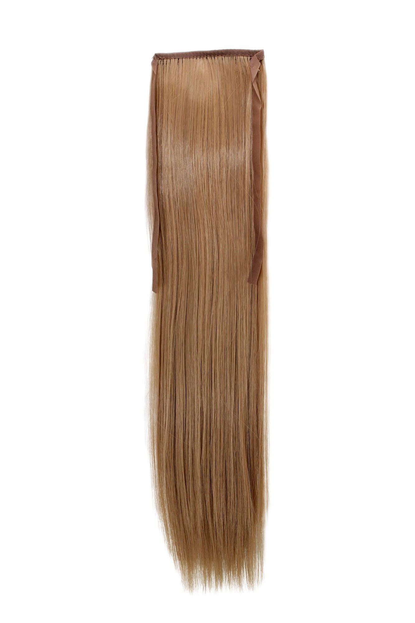 hochwertiges Haarteil Dunkelblond Blond glatt Band + Klammer Befestigung YZF-TS18-18, Vorderansicht, WIG ME UP: Ihr Perücken Online Shop glattes Zopf-Haarteil Blond 45 cm lang