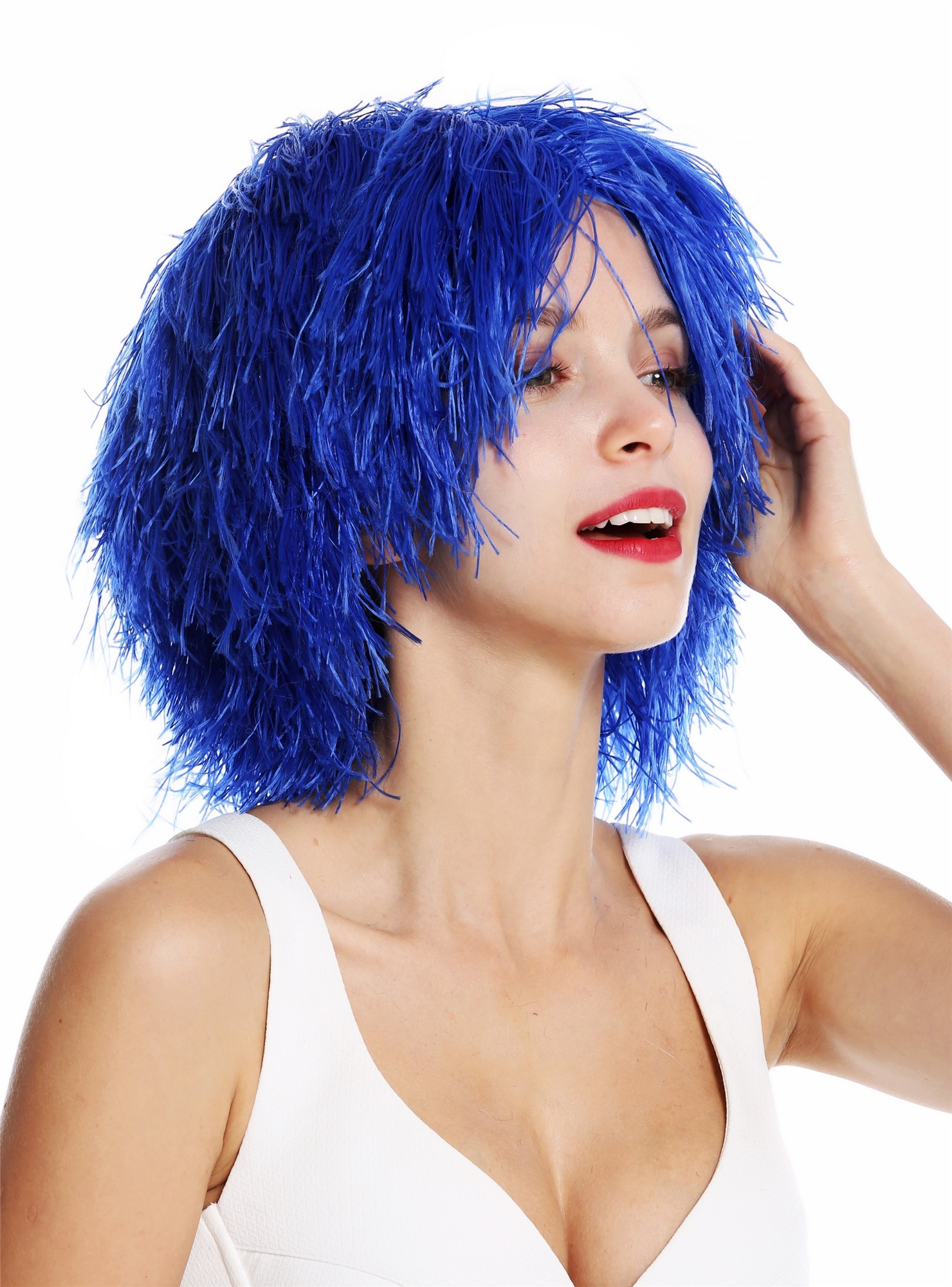 Party Carnival wig women men shaggy strawy voluminous goblin clown blue MMSLW, view 2, WIG ME UP: Your Perücken Online Shop Party Wig, Unisex, dark blue, wavy, short
