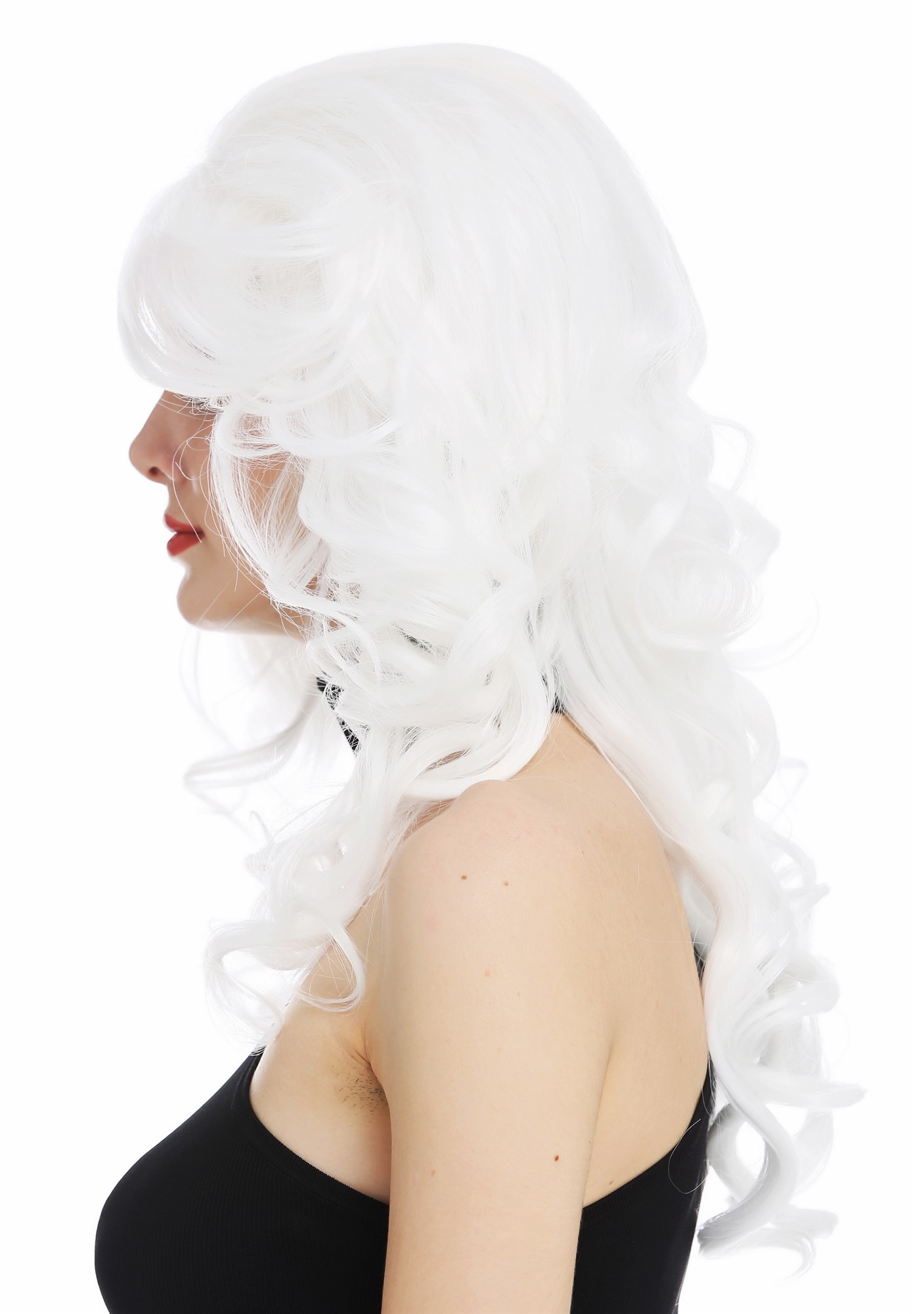 Lady wig long wavy voluminous backcombed 80's diva drag white WL-3010, view 4, WIG ME UP: Your Perücken Online Shop Quality Wigs, Ladies, blossom white, curled, long