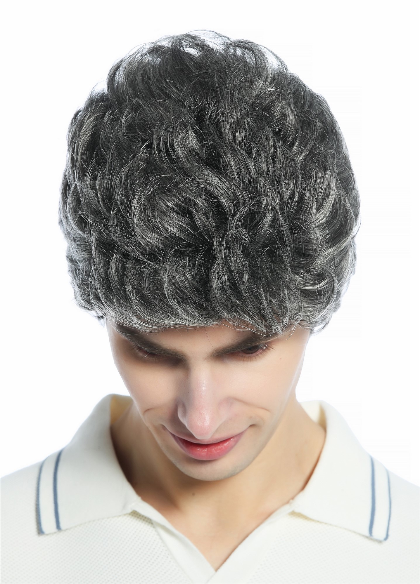 Wig Men Women unisex quiff short slightly waved dense dark grey gray mix DW1333A, view 4, WIG ME UP: Your Perücken Online Shop Quality Wigs, Unisex, dark gray, wavy, short