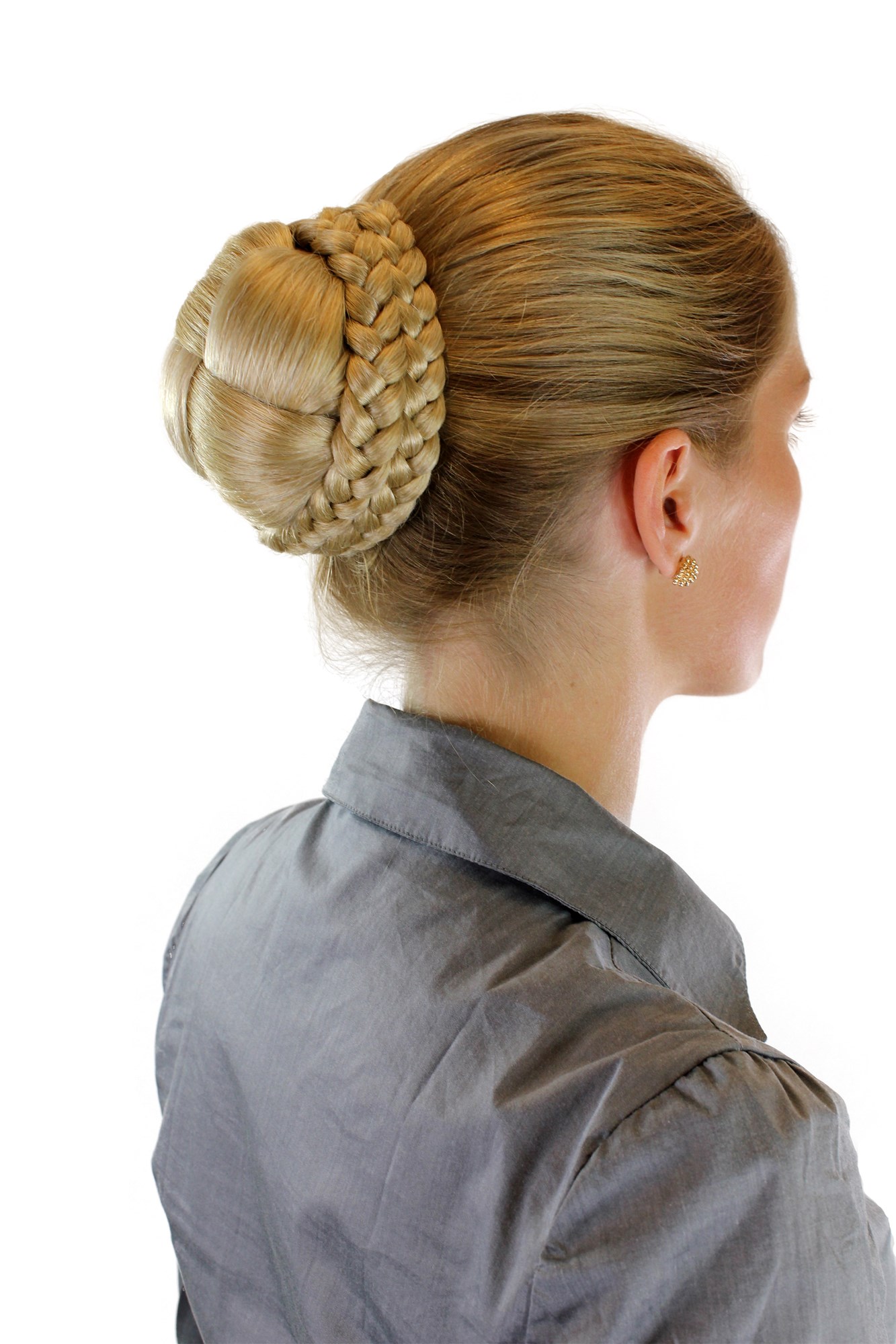 Hair Bun, blond mix, Braided, short