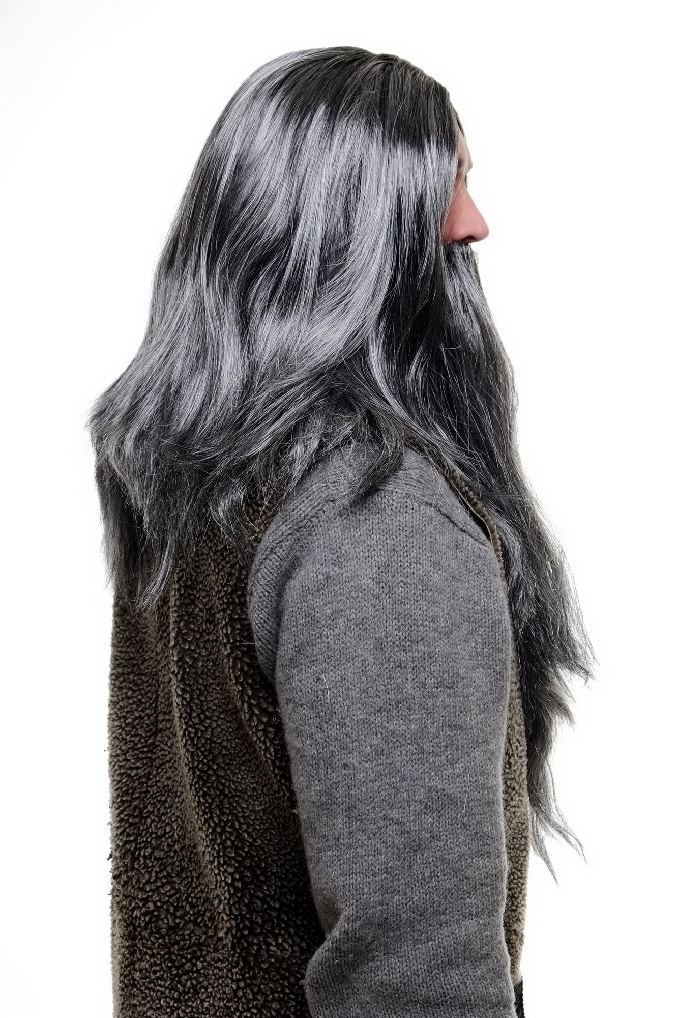 Party Wig, Men, Grey, straight, long