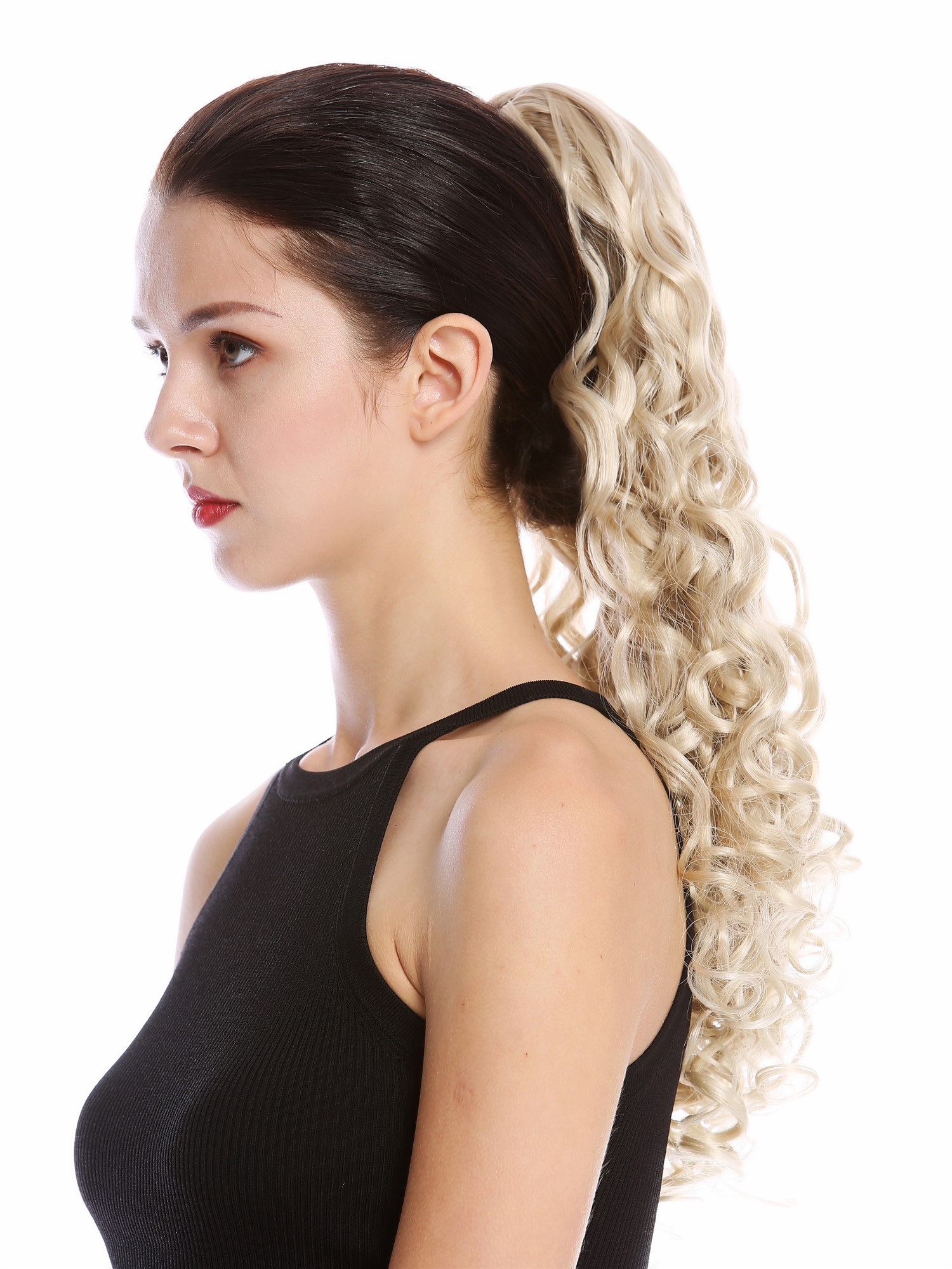Ponytail very long voluminous curled curls blond with platinum highlights 19AXL, view 3, WIG ME UP: Your Perücken Online Shop Ponytails, blond mix, curled, long