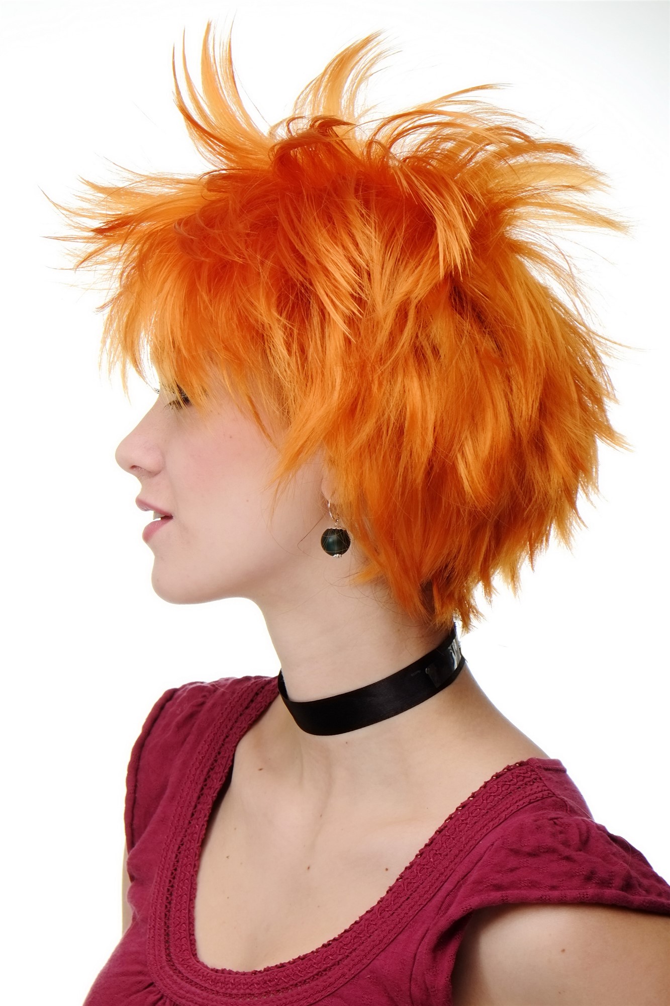 wellige Tressen-Perücke Orange kurze Haare für Damen