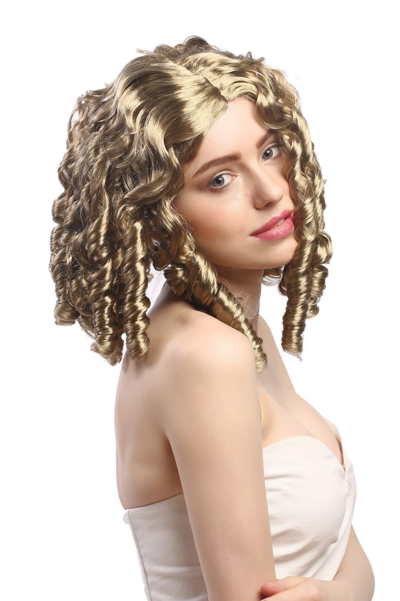 Lady Party Wig Cosplay Baroque Victorian Gothic Lolita style curls coils middle parting Ash Blond, view 3, WIG ME UP: Your Perücken Online Shop Party Wig, Ladies, Blonde, curled, shoulder-length