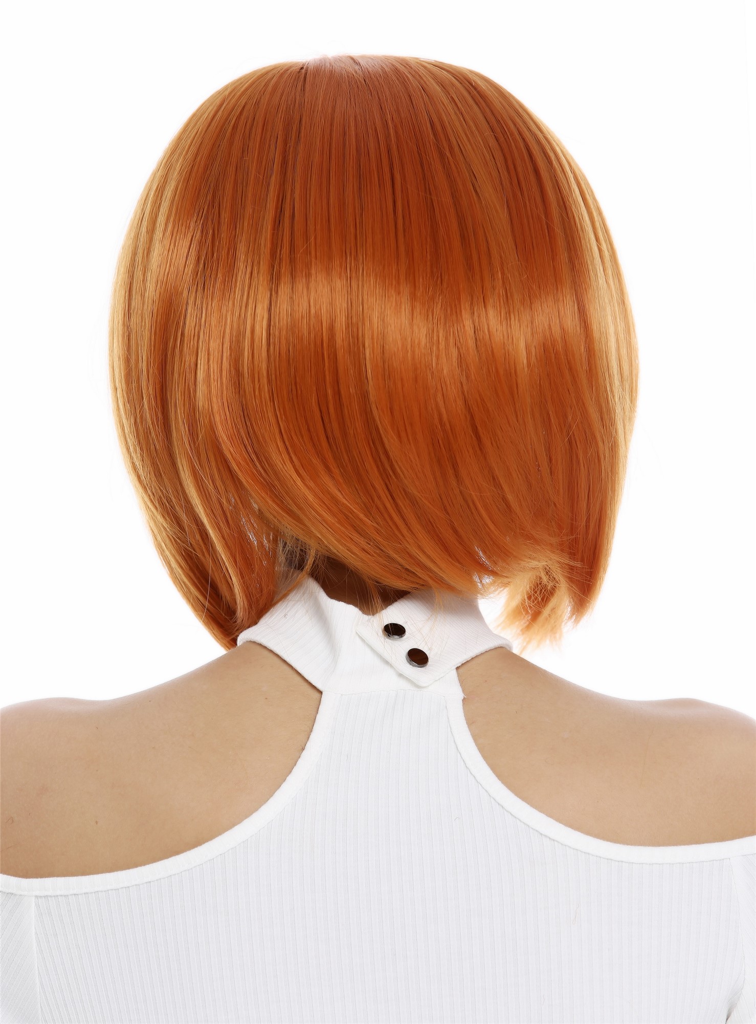hochwertige Qualitätsperücken, Perücke Damen Long Bob Longbob mit Scheitel volles Haar Orange 1215-T2735, Ansicht 5, WIG ME UP: Ihr Perücken Online Shop glatte Tressen-Perücke mit Kopfhaut-Imitat Orangerot kurze Haare für Damen