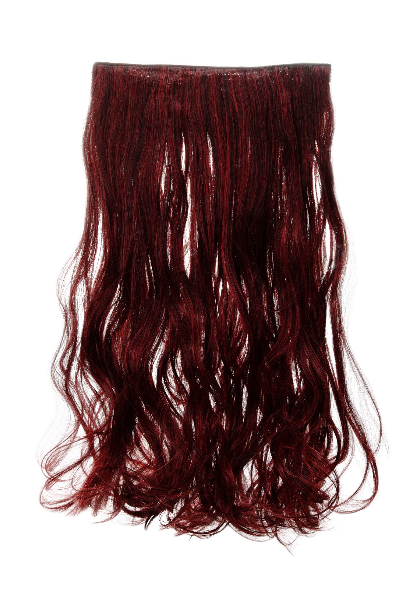 Haarteil Extension breit 5 Clips wellig Tiefschwarz-Feuerrot-Mix YZF-3180-1/113, Vorderansicht, WIG ME UP: Ihr Perücken Online Shop wellige Halbperücke Tiefschwarz-Feuerrot-Mix 50 cm lang