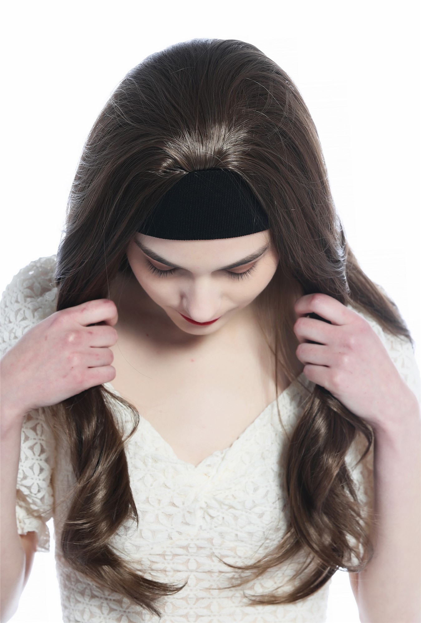 Lady wig half wig black headband cool retro long straight golden brown H9306, view 5, WIG ME UP: Your Perücken Online Shop Quality Wigs, Ladies, medium brown, straight, long