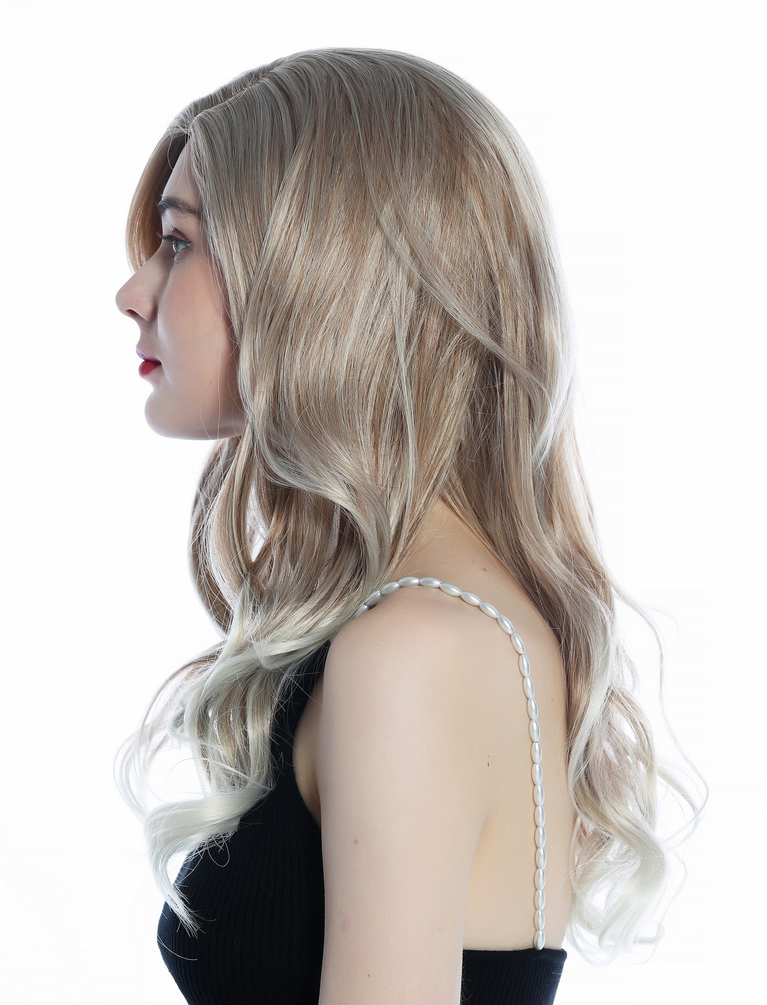 Women's wig lady long wavy parting blond with platinum highlights SZL0582, view 3, WIG ME UP: Your Perücken Online Shop Quality Wigs, Ladies, chocolate blonde with platinum blonde highlights, wavy, long
