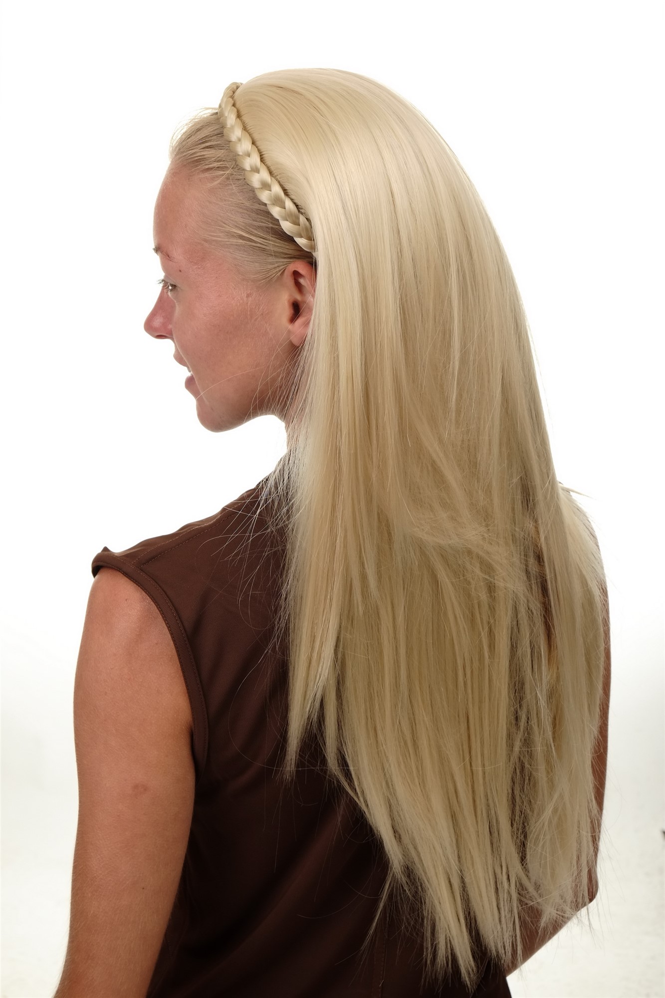 Hair Circlets, platinum blonde, Braided, long