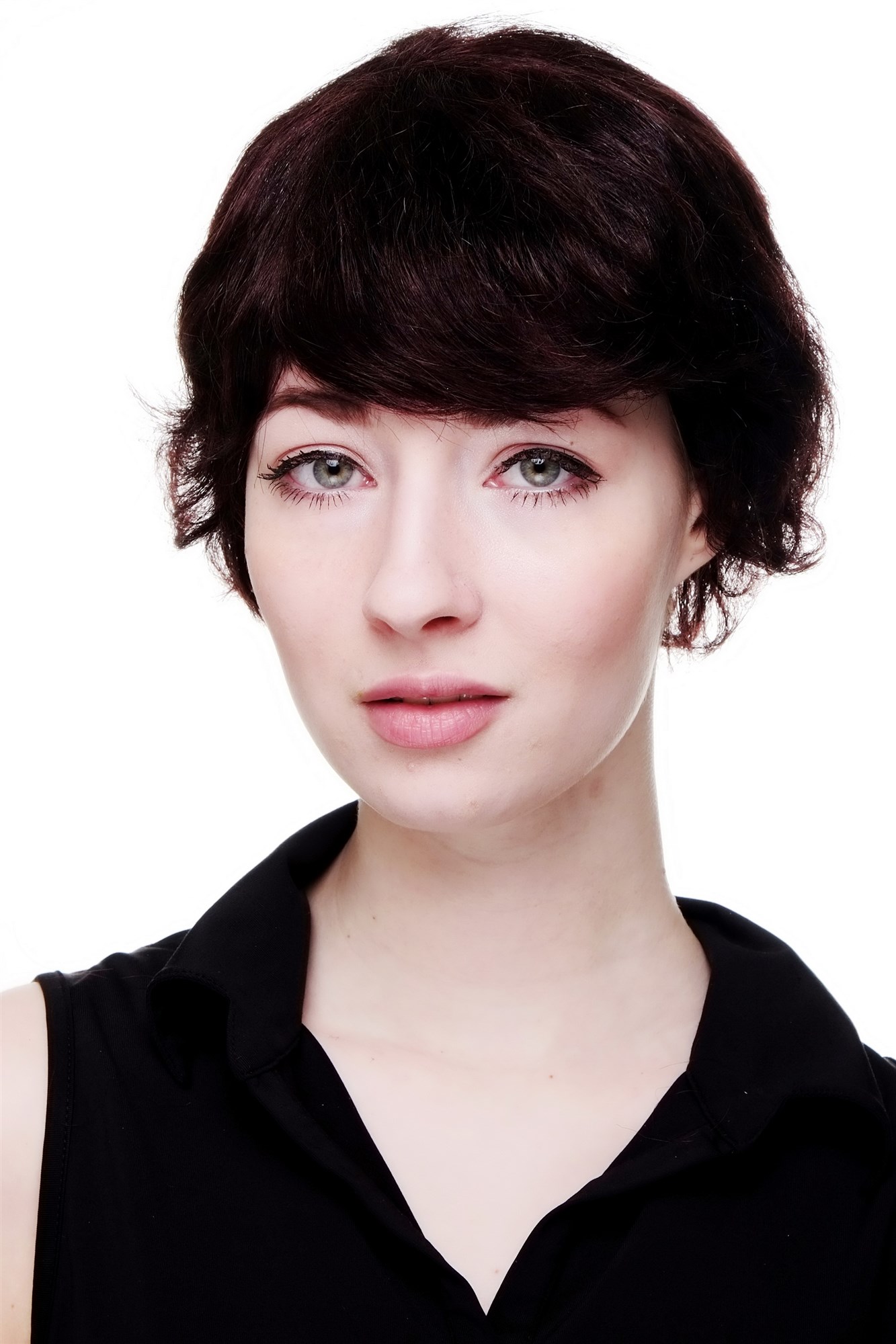 hochwertige Qualitätsperücken, Echthaarperücke Kurz Lockig Braun-Mix 9903HH-2SP33, Vorderansicht, WIG ME UP: Ihr Perücken Online Shop lockige Tressen-Perücke 100% Echthaar Braun-Mix kurze Haare für Damen
