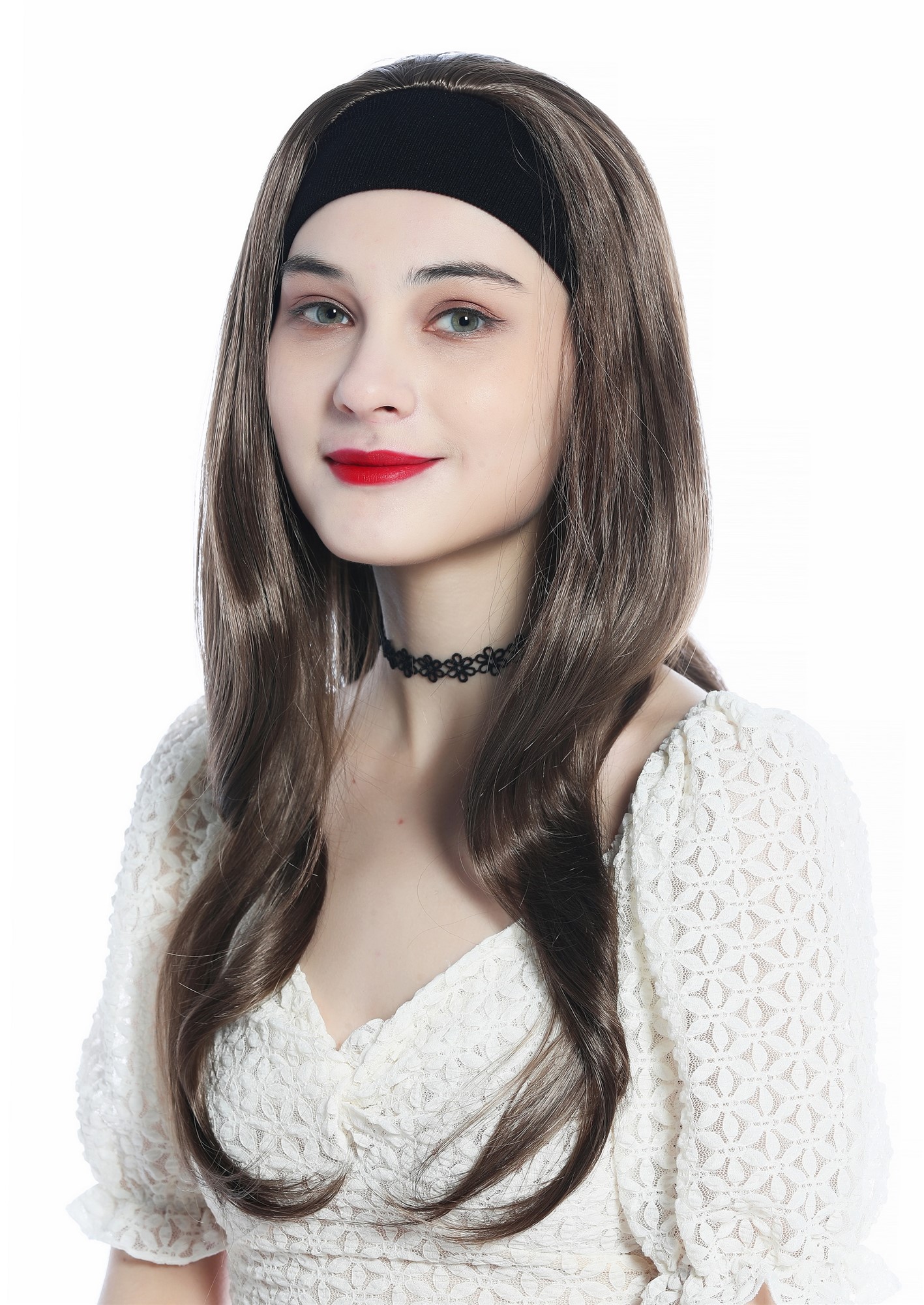 Lady wig half wig black headband cool retro long straight golden brown H9306, view 3, WIG ME UP: Your Perücken Online Shop Quality Wigs, Ladies, medium brown, straight, long