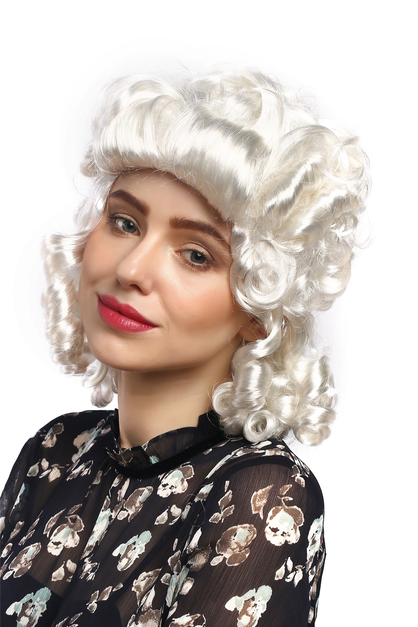 Party Wig, Ladies, White, curled, shoulder-length