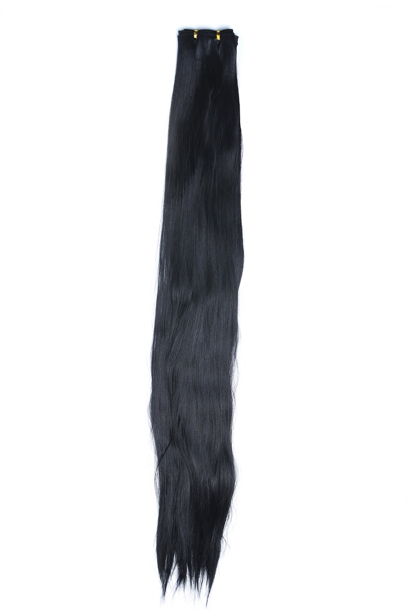 Weft tress synthetic hair sleek for wig extension making deep black  VK-WEFT, front view, WIG ME UP: Your Perücken Online Shop Wefts, Black, straight, very long