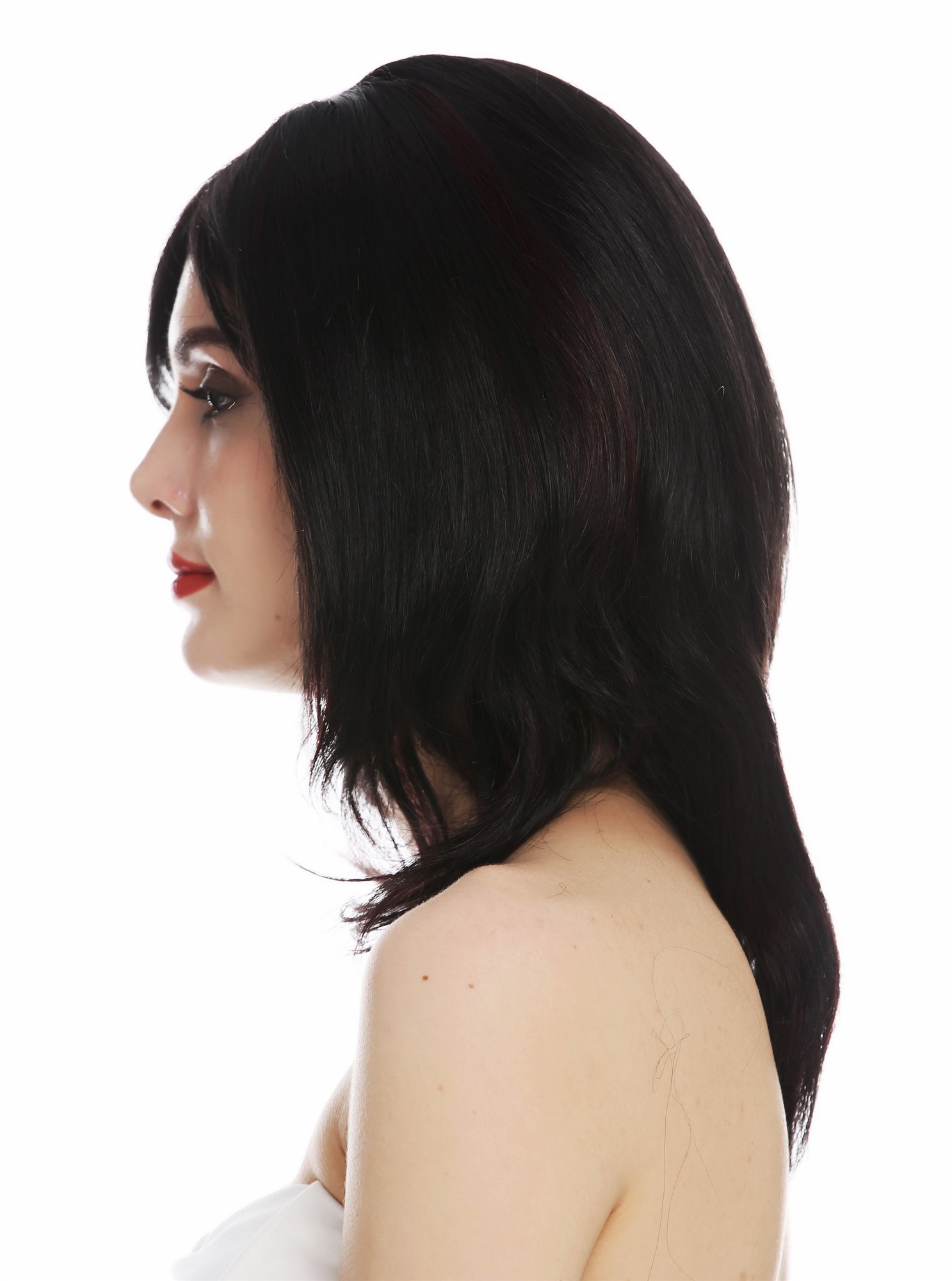 Quality Wigs, Ladies, black-red mix, straight, shoulder-length