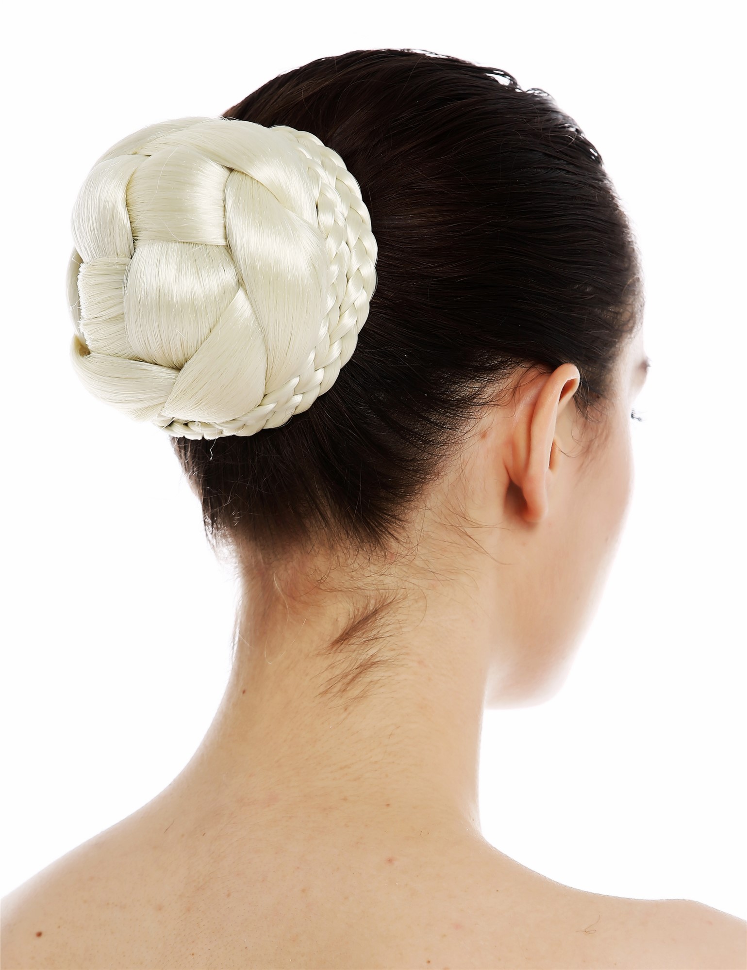 Dutt Haardutt Haarknoten Chignon traditionell geflochten Platin Lichtblond JL-3123L-613, Vorderansicht, WIG ME UP: Ihr Perücken Online Shop geflochtener Dutt Haarteil Platinblond