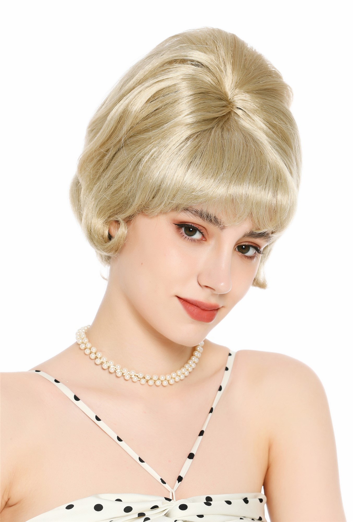 Perücke Damen Retro Vintage 50er 60er Beehive hochtoupiert Pony Blond DW3436-22