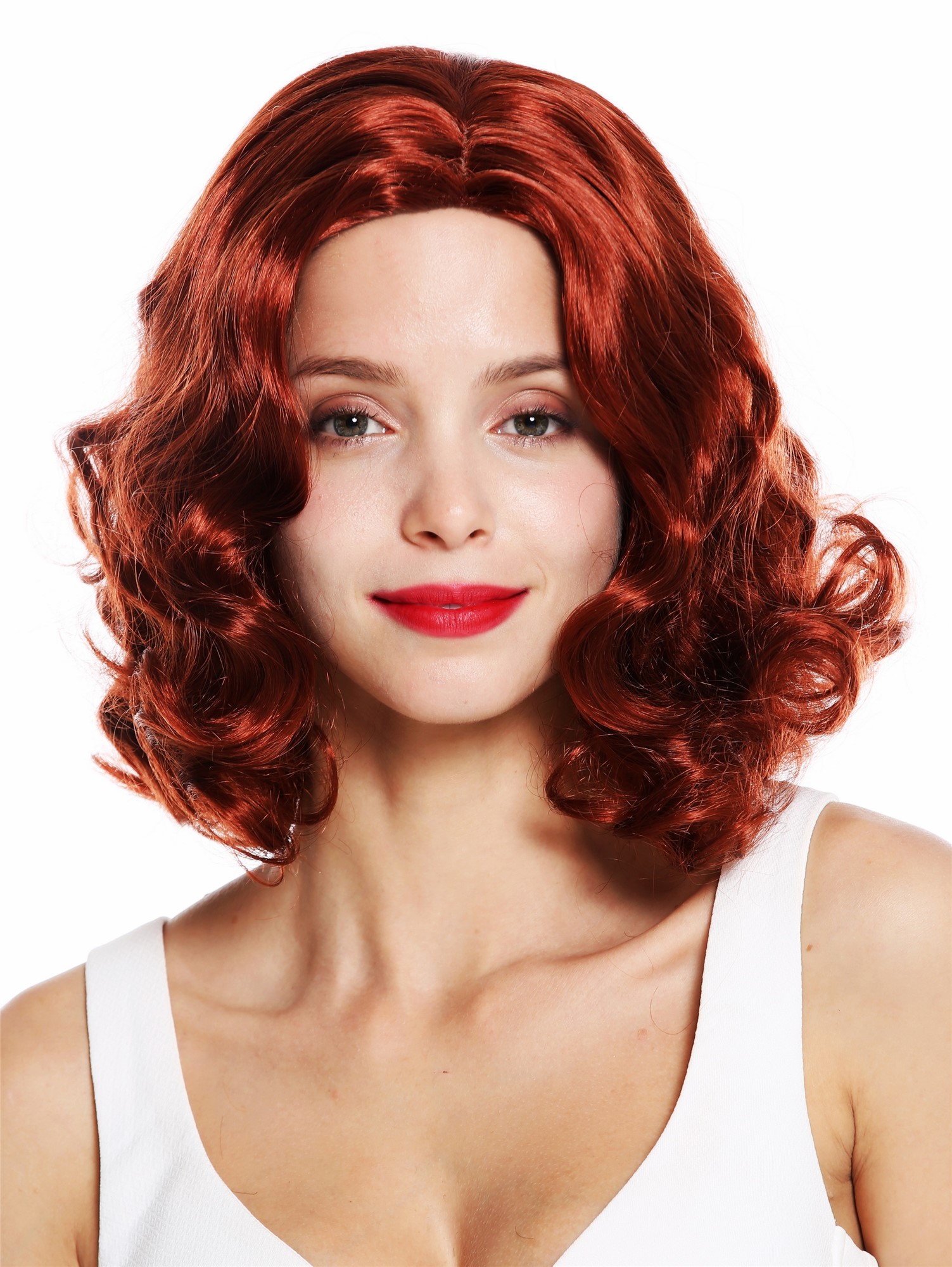 Lady wig 20's swing Charleston middle parting wavy dark copper red GFW1726, front view, WIG ME UP: Your Perücken Online Shop Quality Wigs, Ladies, copper, wavy, short