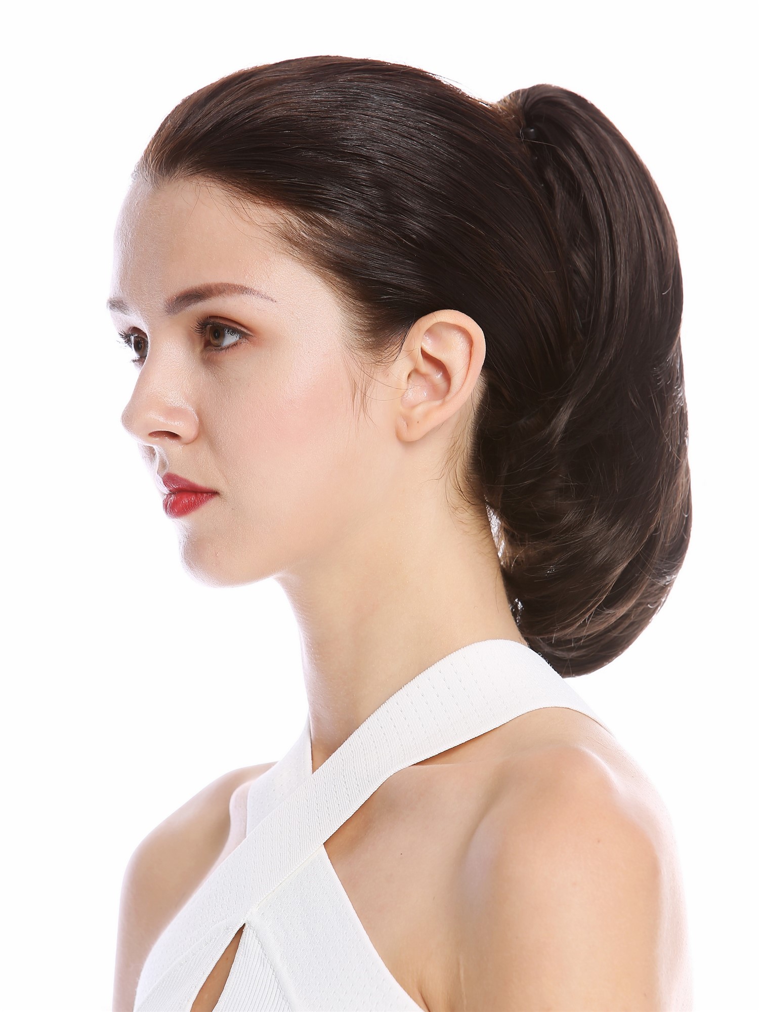 Ponytail Combs Clamp short straight slighty wavy voluminous dark brown MKB-29, view 3, WIG ME UP: Your Perücken Online Shop Ponytails, dark brown, wavy, short