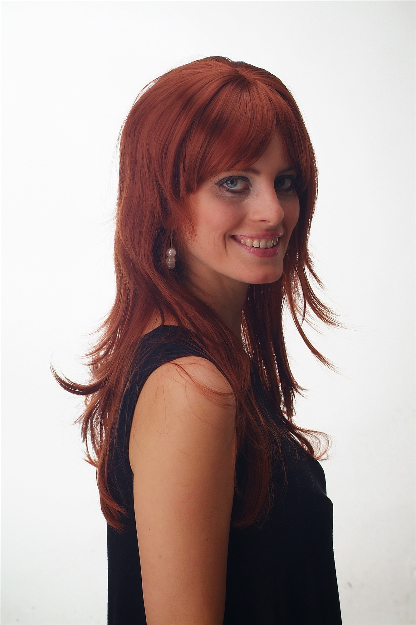 Lady wig long slightly wavy fringe parted sideways light copper red brown GFW242, view 3, WIG ME UP: Your Perücken Online Shop Quality Wigs, Ladies, reddish brown, wavy, long