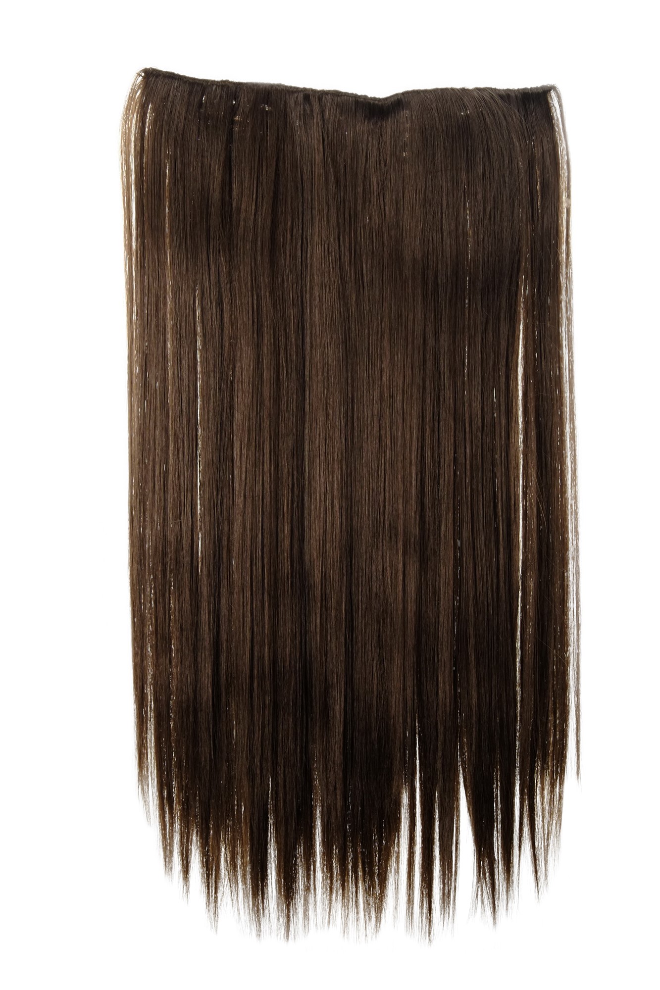 Haarteil Extension 5 Clips Mittel-Aschbraun L30172-8, Vorderansicht, WIG ME UP: Ihr Perücken Online Shop glatte Halbperücke Mittel-Aschbraun 60 cm lang