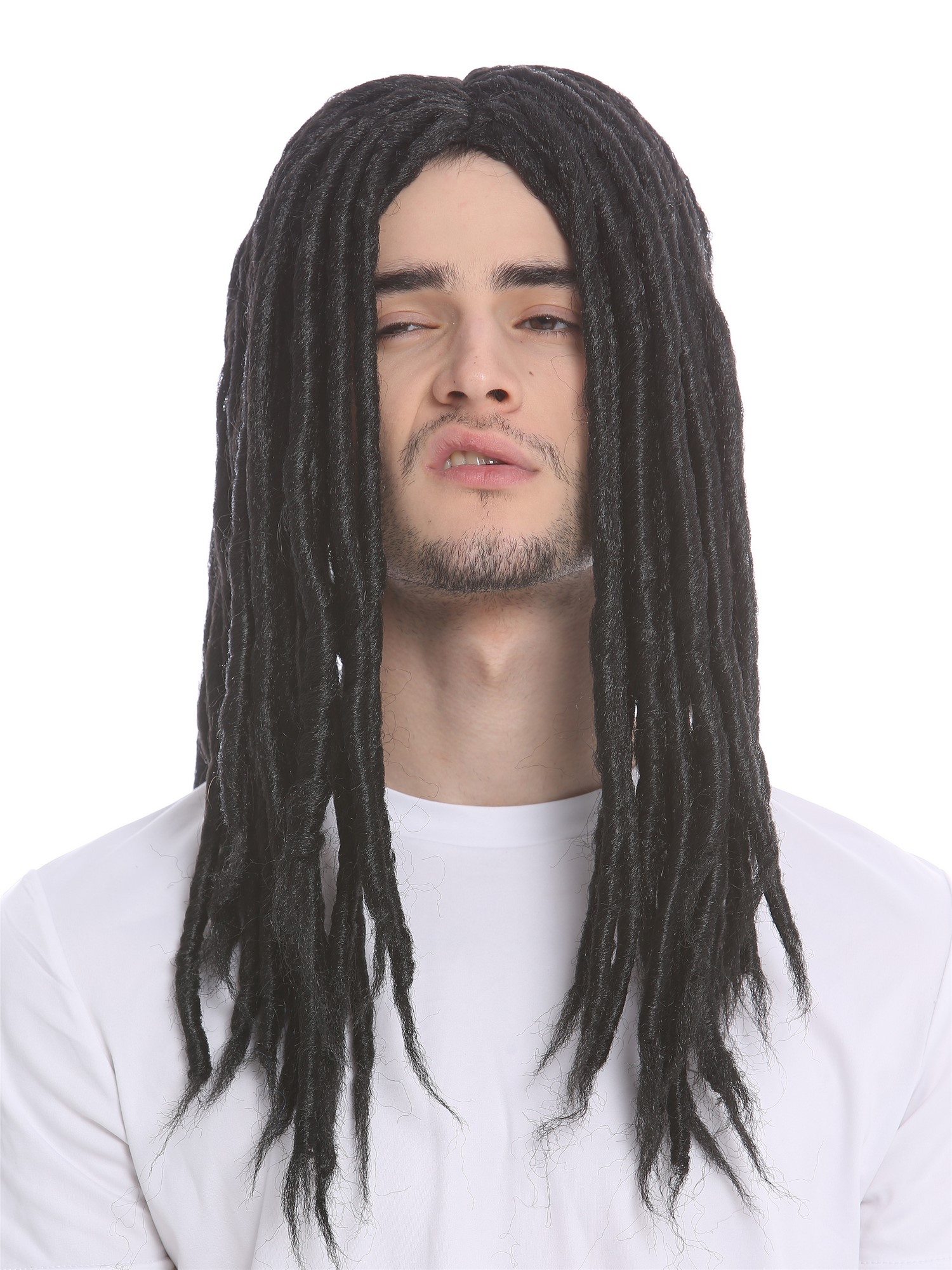 günstige Party Perücke, Perücke Dreadlocks Rasta Schwarz lang91587-ZA103, Vorderansicht, WIG ME UP: Ihr Perücken Online Shop lockige Party Perücke Schwarz lange Haare Unisex