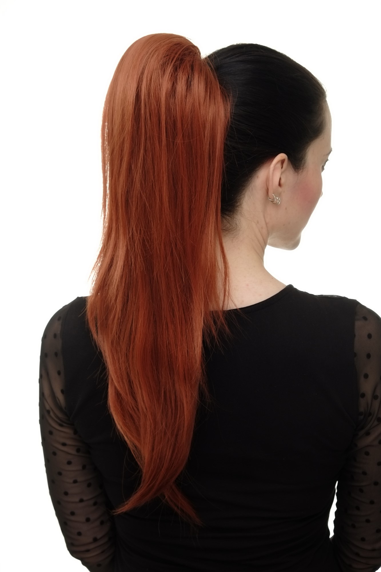 Ponytail clamp combs string straight voluminous very long dark copper red WK06, view 4, WIG ME UP: Your Perücken Online Shop Ponytails, copper, straight, long