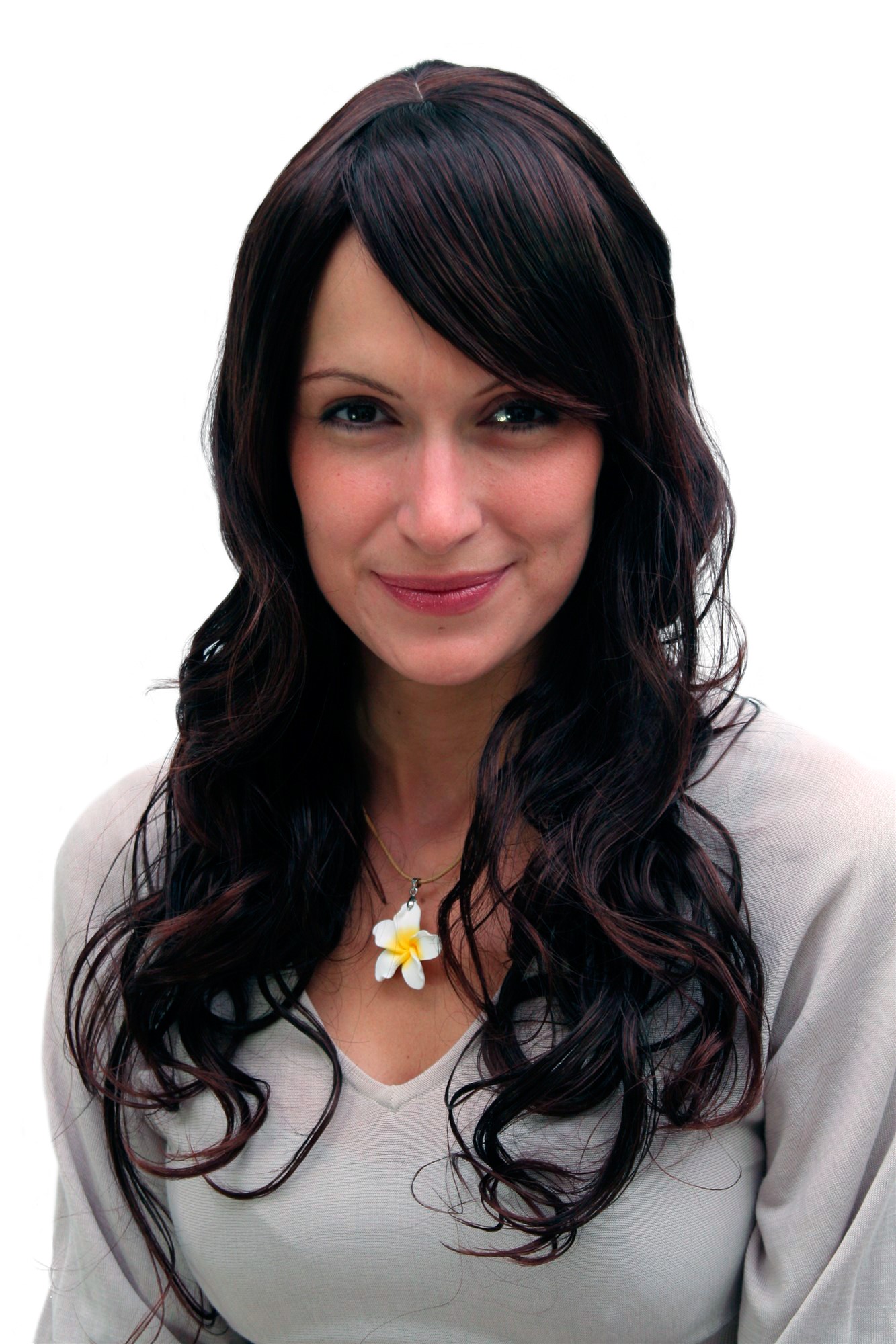 hochwertige Qualitätsperücken, Damen Perücke braun gewellt langhaarig 9329-2T33, Vorderansicht, WIG ME UP: Ihr Perücken Online Shop wellige Tressen-Perücke mit Kopfhaut-Imitat Braun lange Haare für Damen