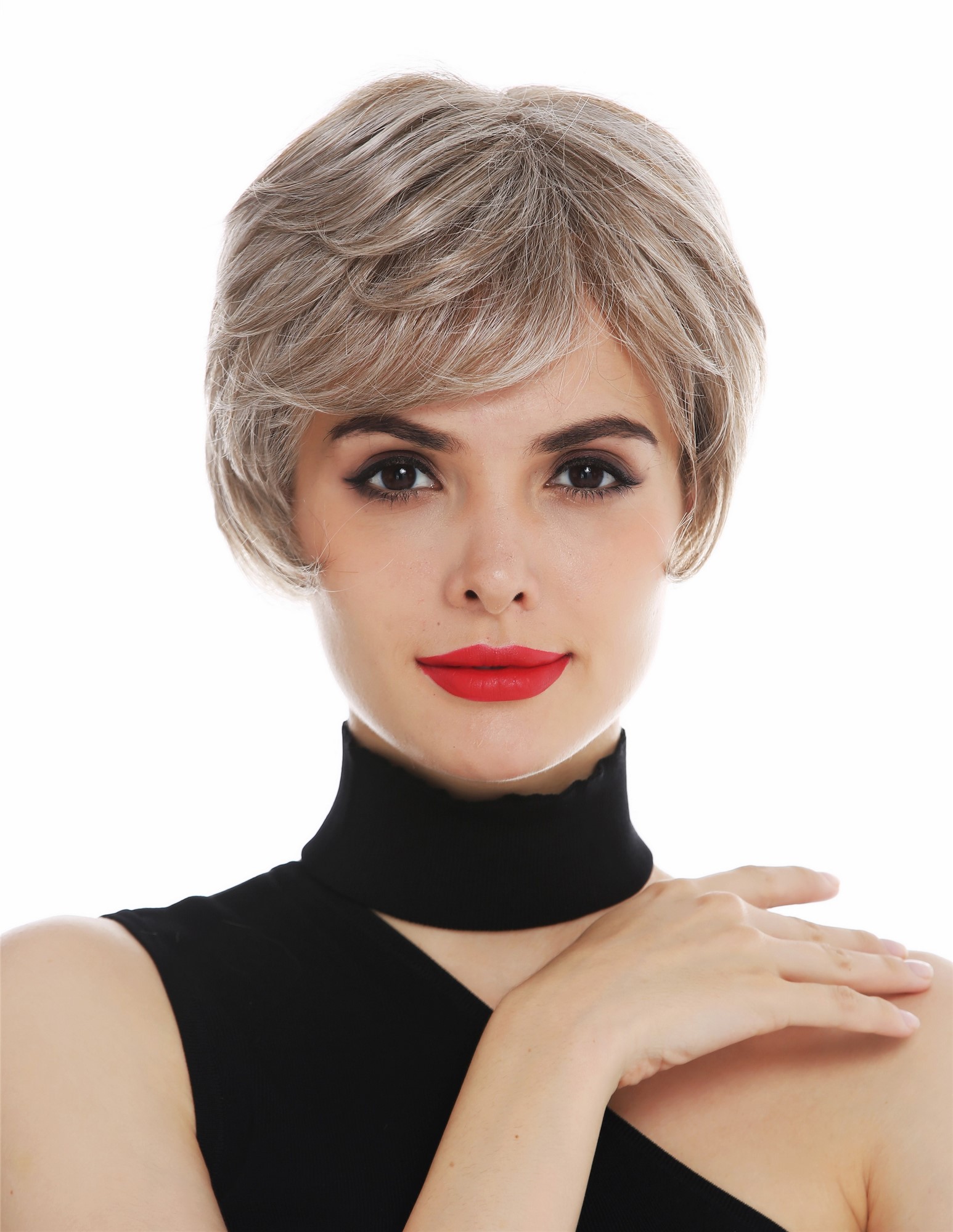Lady wig monofilament short light brown silver blonde highlights DW2439-MT, view 3, WIG ME UP: Your Perücken Online Shop Quality Wigs, Ladies, blonde-brown mix, straight, short