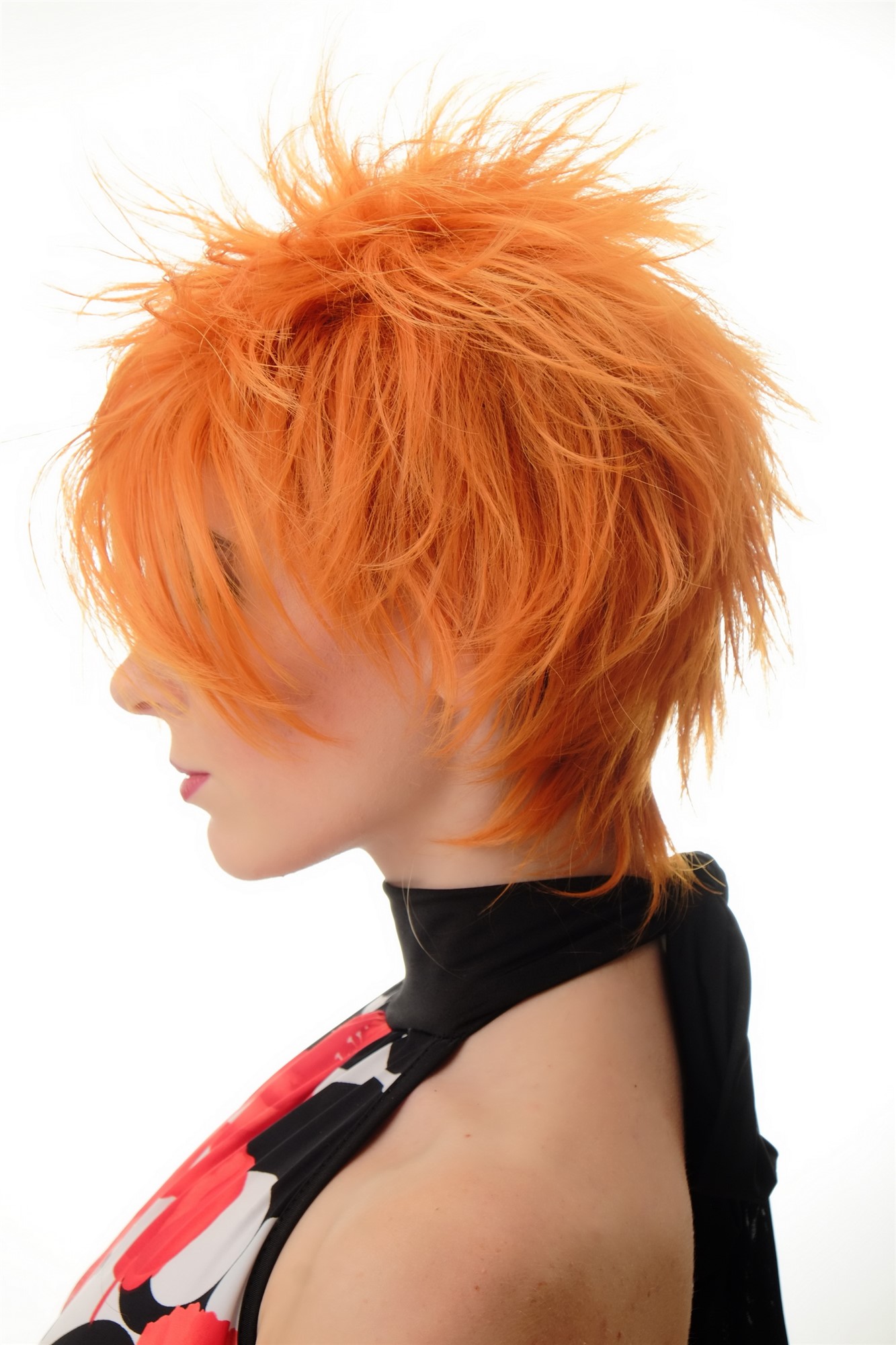 hochwertige Qualitätsperücken, Perücke Kurz Wilde Strähnen Wave 80er Orange BLUE144-T2735, Ansicht 2, WIG ME UP: Ihr Perücken Online Shop wellige Tressen-Perücke Orangerot kurze Haare für Damen