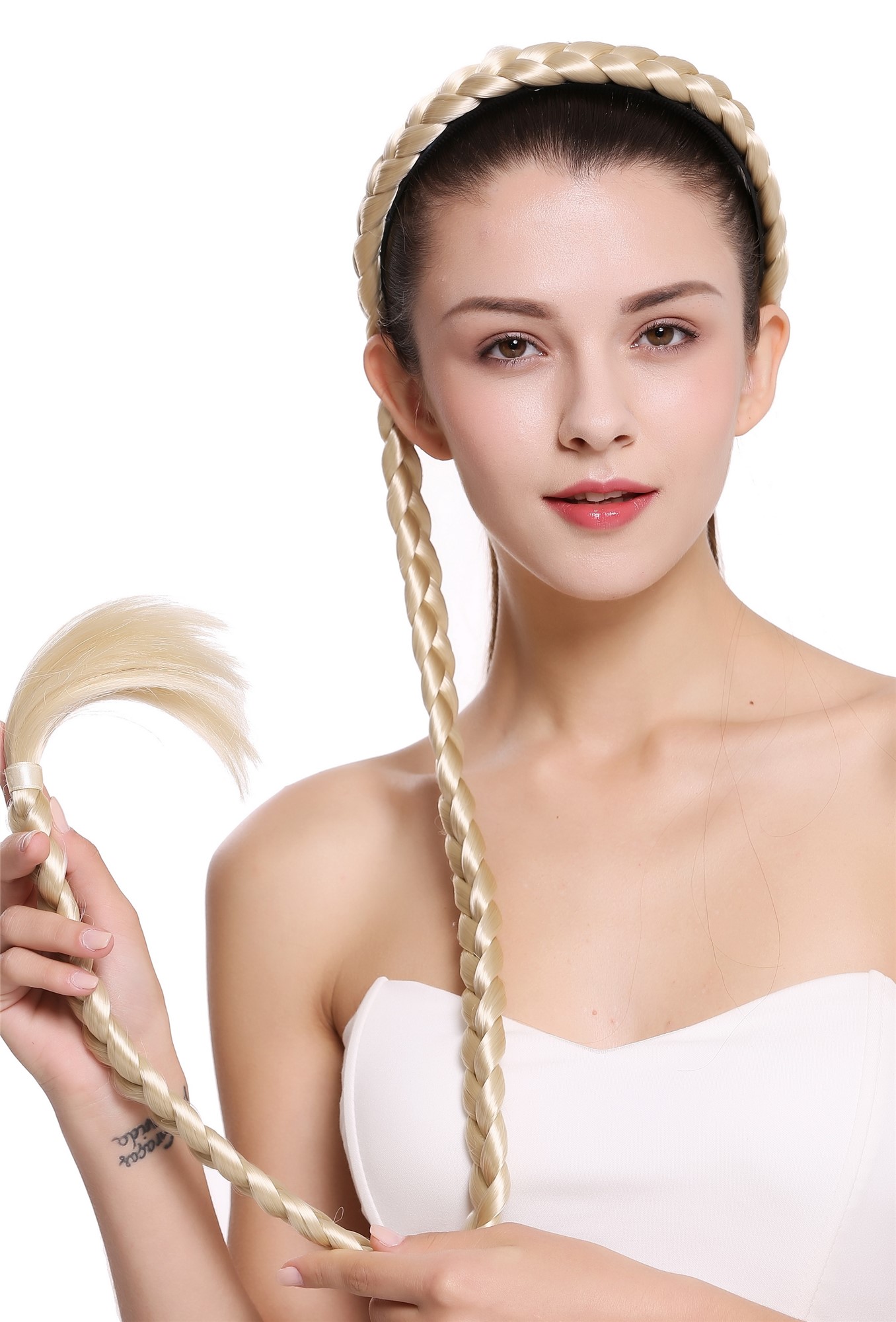 Hair Circlets, platinum blonde, Braided, very long