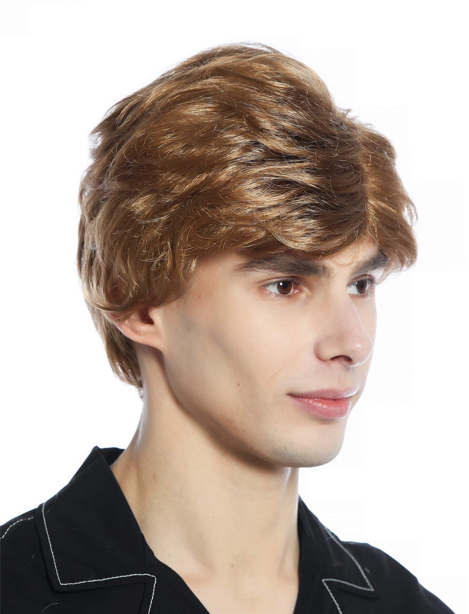 Wig Men Women unisex short slightly waved dense dark blond DW1335, view 3, WIG ME UP: Your Perücken Online Shop Quality Wigs, Unisex, dark blonde, curled, short