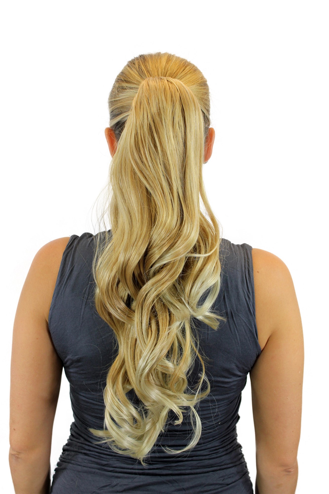 W3063-16TKB88 Ponytail Hairpiece extensionlong wavy butterfly claw grip blond mix light blond highlights 21", view 2, WIG ME UP: Your Perücken Online Shop Ponytails, blond mix, wavy, long