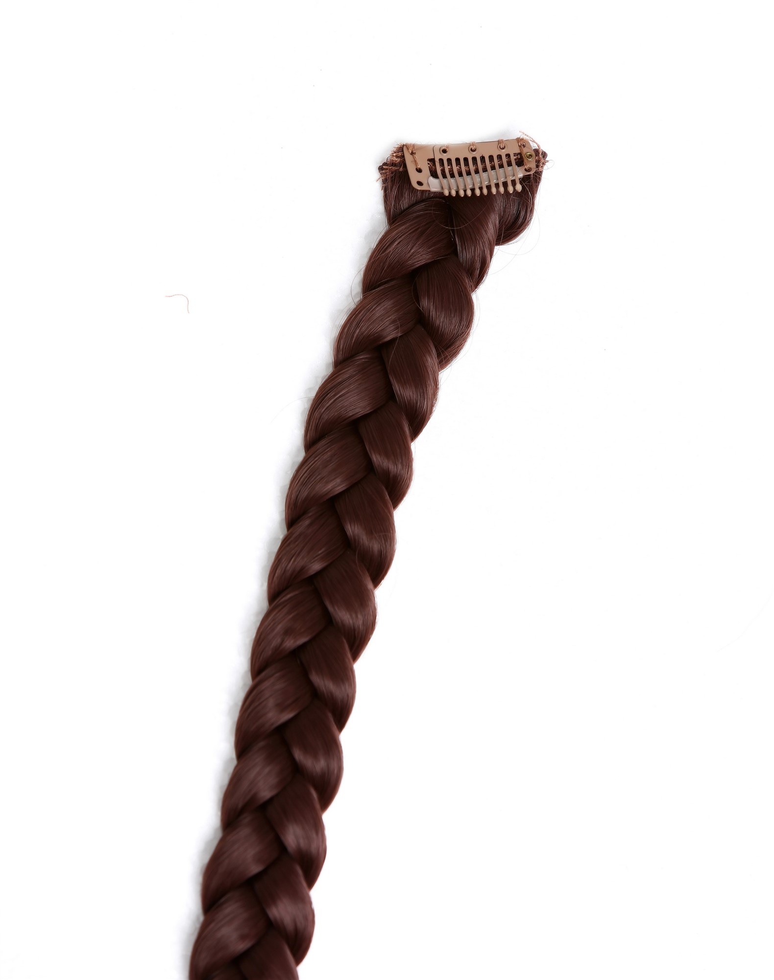 hochwertiger Geflochtener Zopf Flechtzopf mit Clip lang Mahagoni Rotbraun SA101-33, Ansicht 3, WIG ME UP: Ihr Perücken Online Shop geflochtenes Zopf-Haarteil Mahagonibraun 50 cm lang