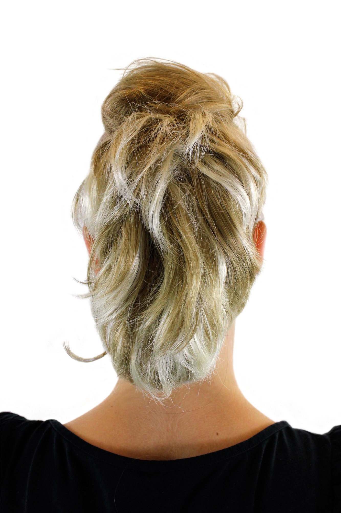 T6545-Blondmix Ponytail Hairpiece extension short wild look mixed blond 10", front view, WIG ME UP: Your Perücken Online Shop Ponytails, Blondmix, straight, short