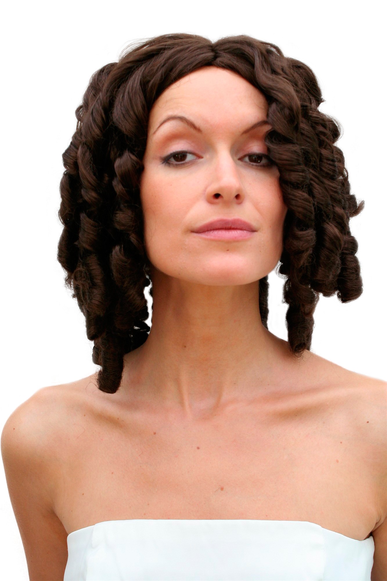 Party/Fancy Dress Lady WIG BROWN colonial civil war VICTORIAN ERA beauty coils curls baroque PIRATE, front view, WIG ME UP: Your Perücken Online Shop Party Wig, Ladies, Brown, curled, long