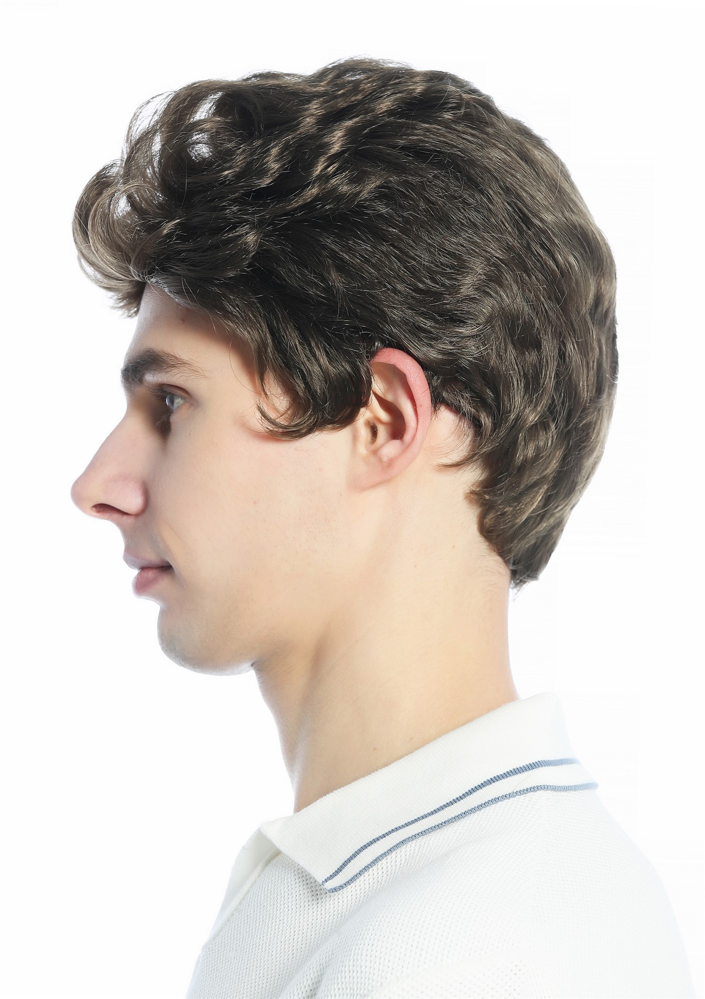 hochwertige Qualitätsperücken, Perücke unisex kurz leicht gewellt Tolle Braun DW1333A-18, Ansicht 5, WIG ME UP: Ihr Perücken Online Shop wellige Tressen-Perücke Mittelbraun kurze Haare für Unisex