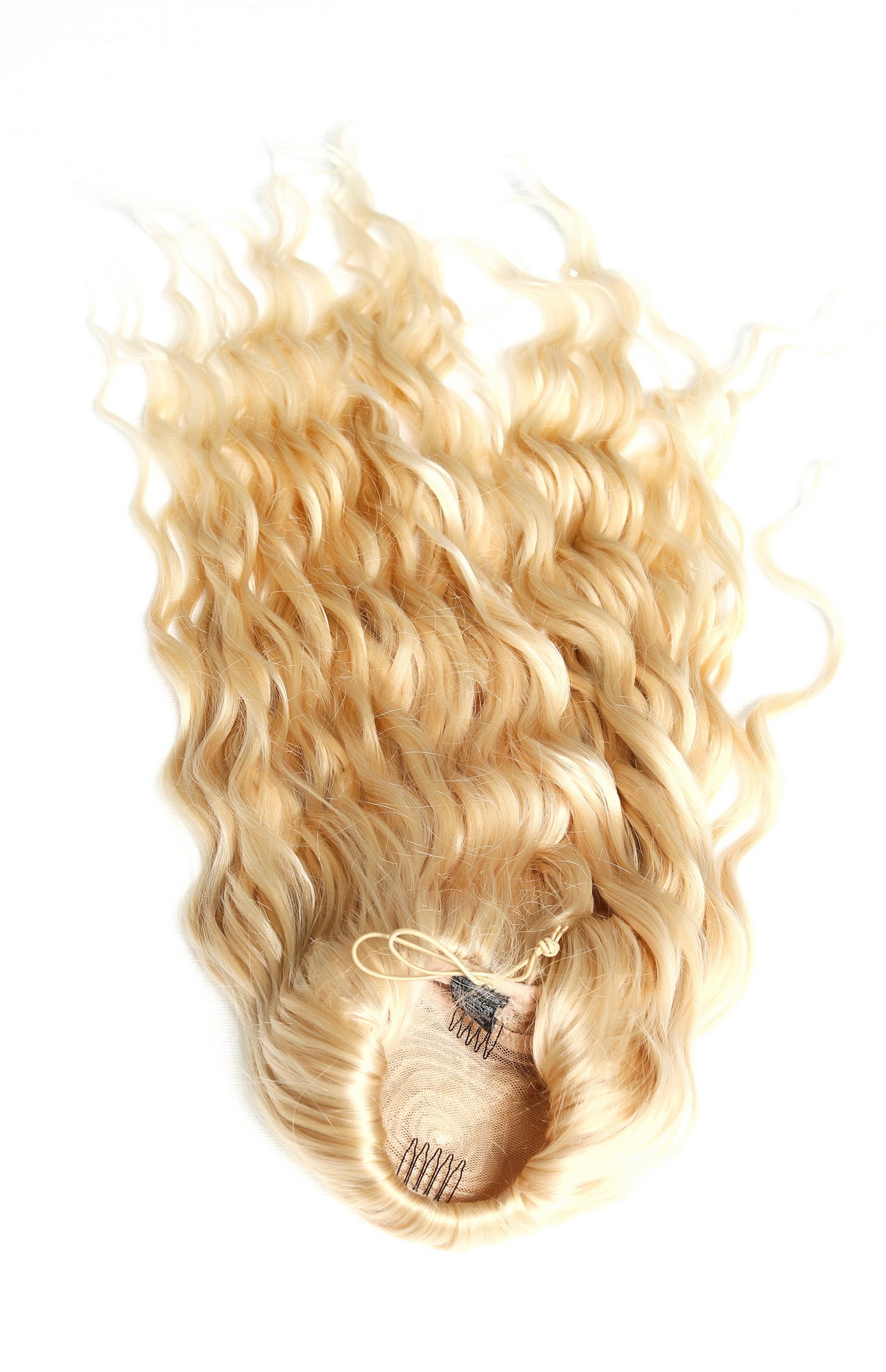 Zopf Pferdeschwanz Steckkämme voluminös stark gewellt 70cm lang Goldblond N1557A-LG26T613