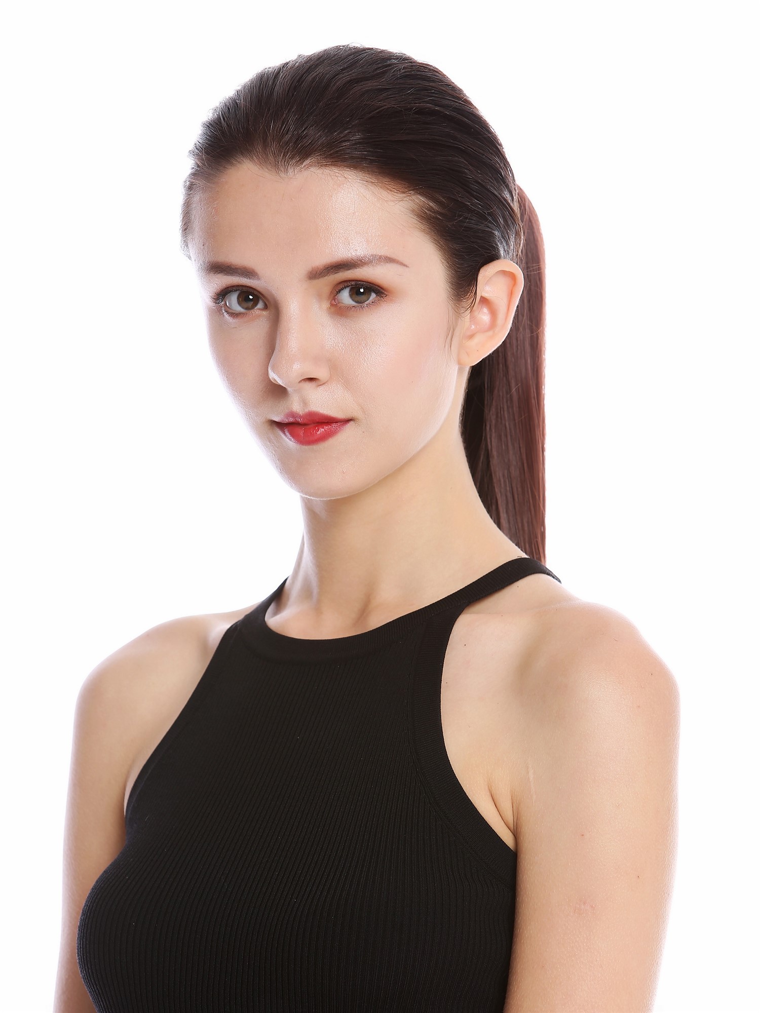 Ponytail Hairpiece comb ribbon wrap-around long smooth auburn mahogany YZF-1094S, view 4, WIG ME UP: Your Perücken Online Shop Ponytails, mahogany brown, straight, long