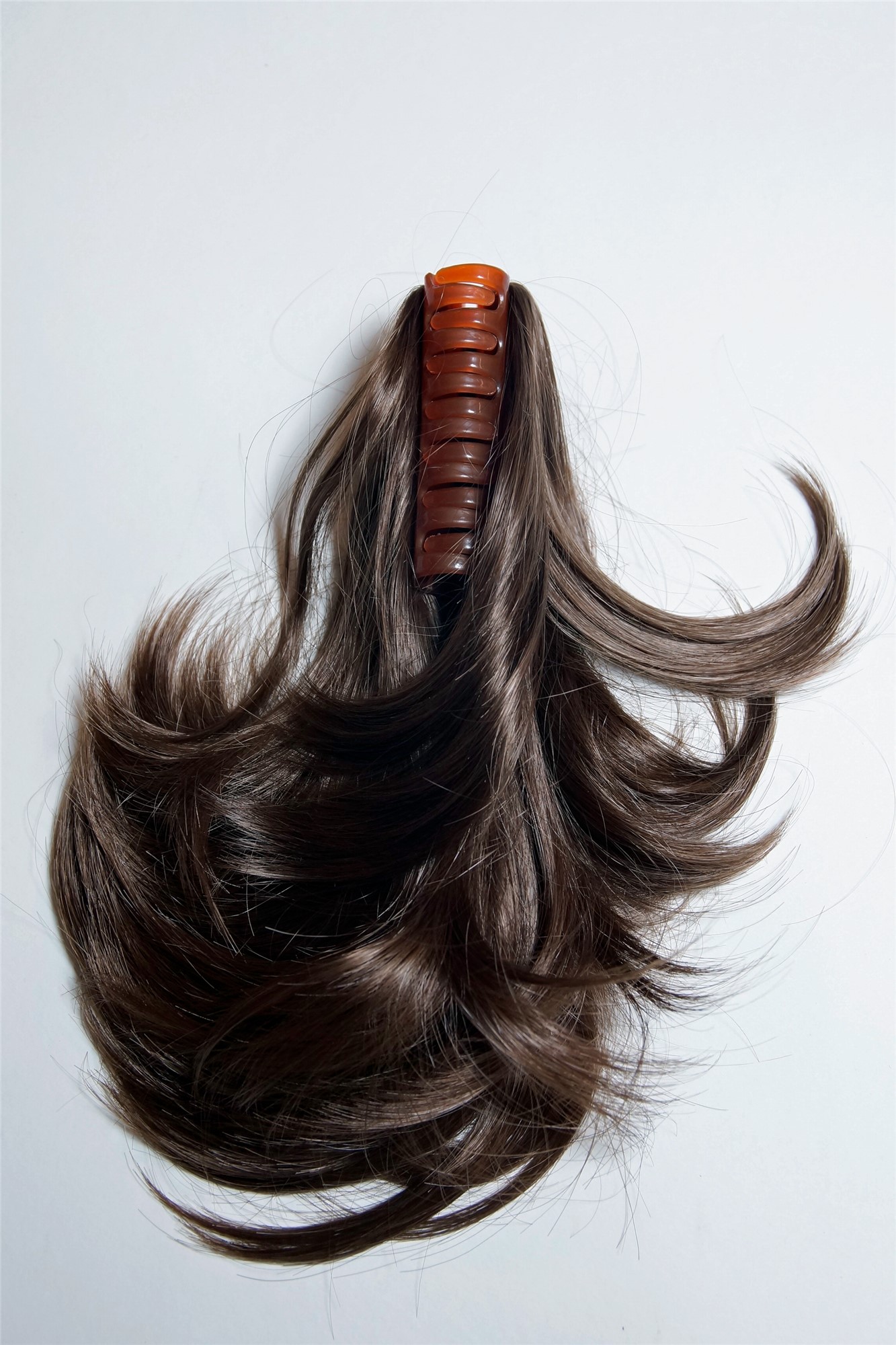 hochwertiger Zopf Pferdeschwanz kurz gewellt Brünett 506-V-10, Ansicht 5, WIG ME UP: Ihr Perücken Online Shop lockiges Zopf-Haarteil Mittel-Goldbraun 25 cm lang