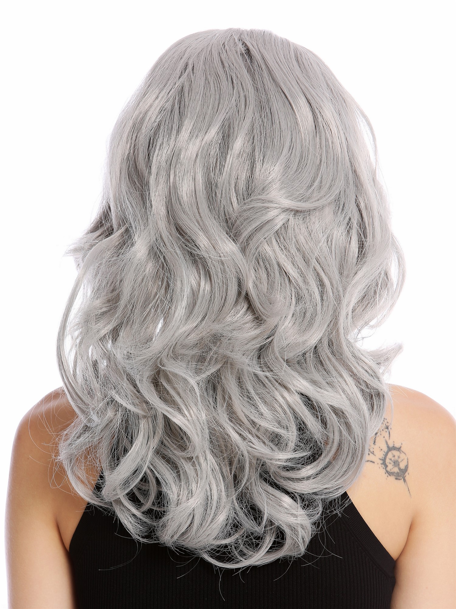 Lady party wig long wavy middle-parting light silvery gray grey Halloween 90831, view 4, WIG ME UP: Your Perücken Online Shop Party Wig, Ladies, Grey, wavy, long