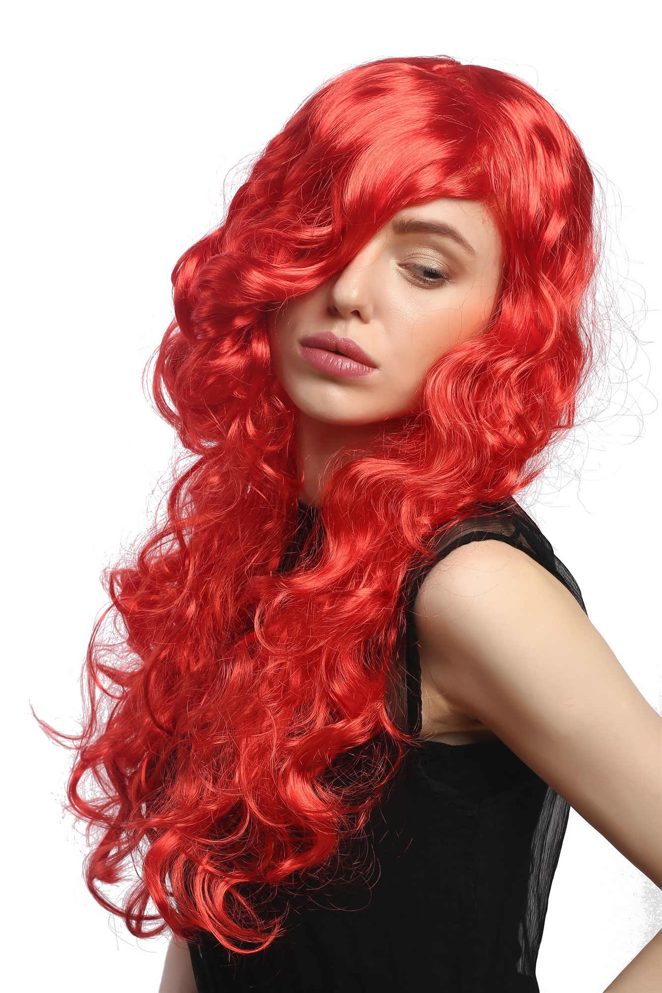 günstige Party Perücke, Perücke Rot Wellig Lang Scheitel DEC37-PC13, Ansicht 3, WIG ME UP: Ihr Perücken Online Shop wellige Party Perücke Rot lange Haare für Damen