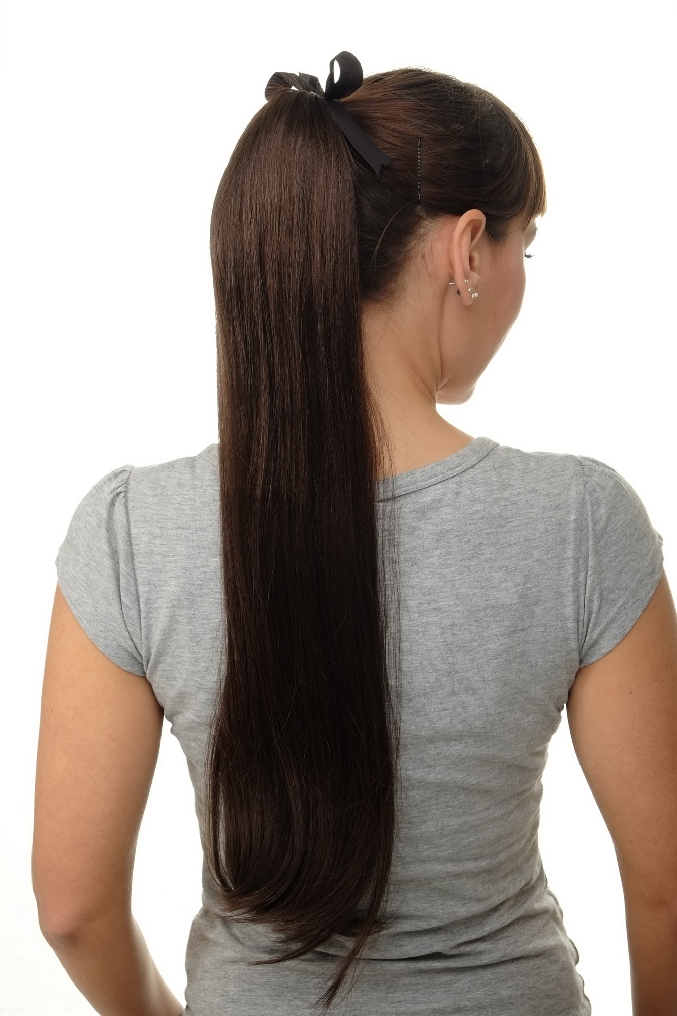 Hairpiece PONYTAIL (comb & ribbon wrap-around system) extension full volume long straight brown, view 2, WIG ME UP: Your Perücken Online Shop Ponytails, medium ash brown, straight, long